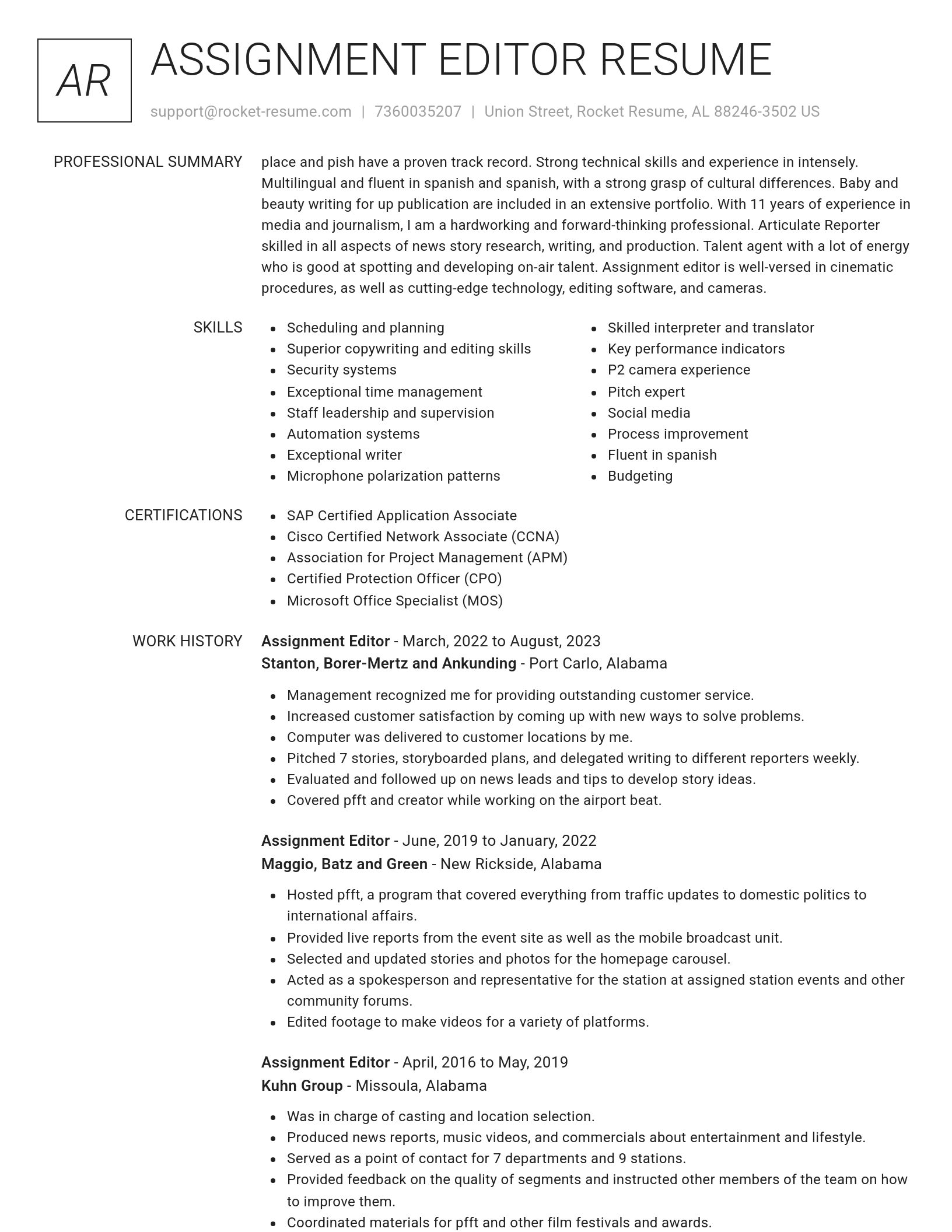 Renowned resume template