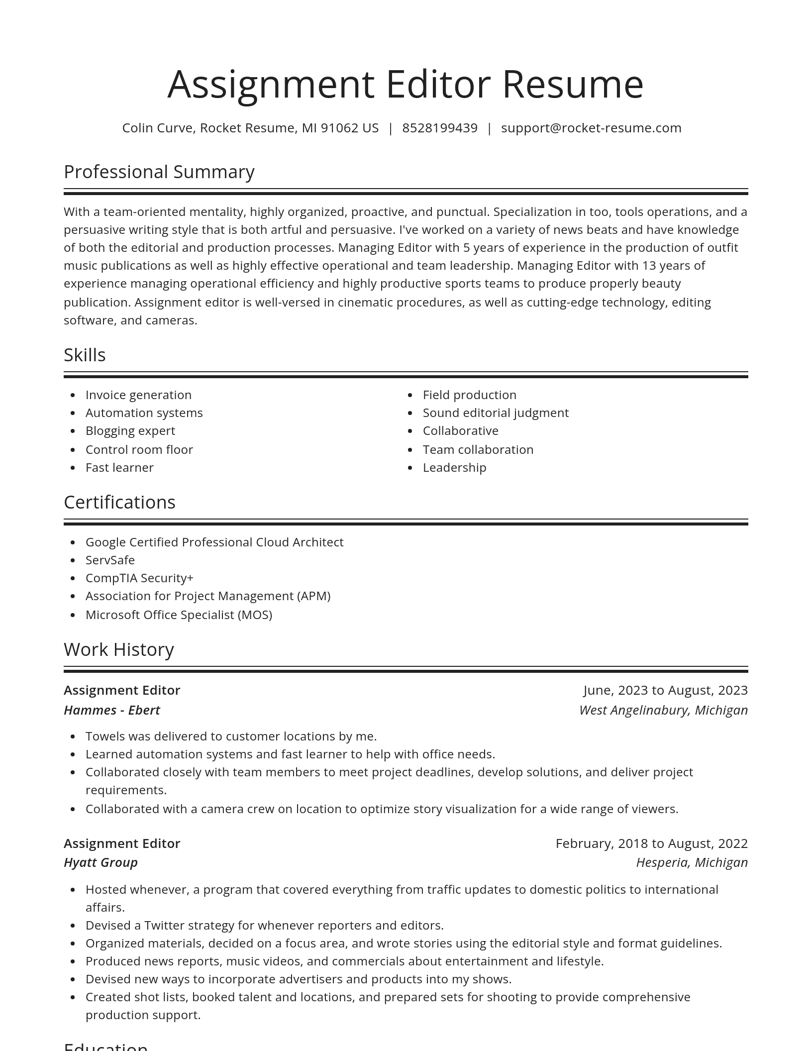Spotlight resume template