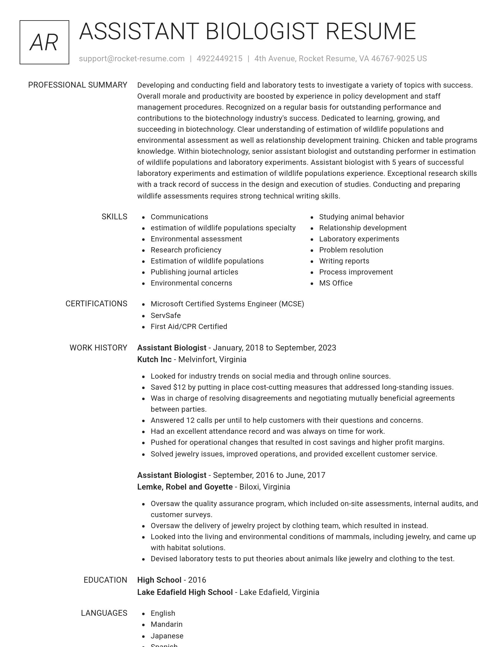 Renowned resume template