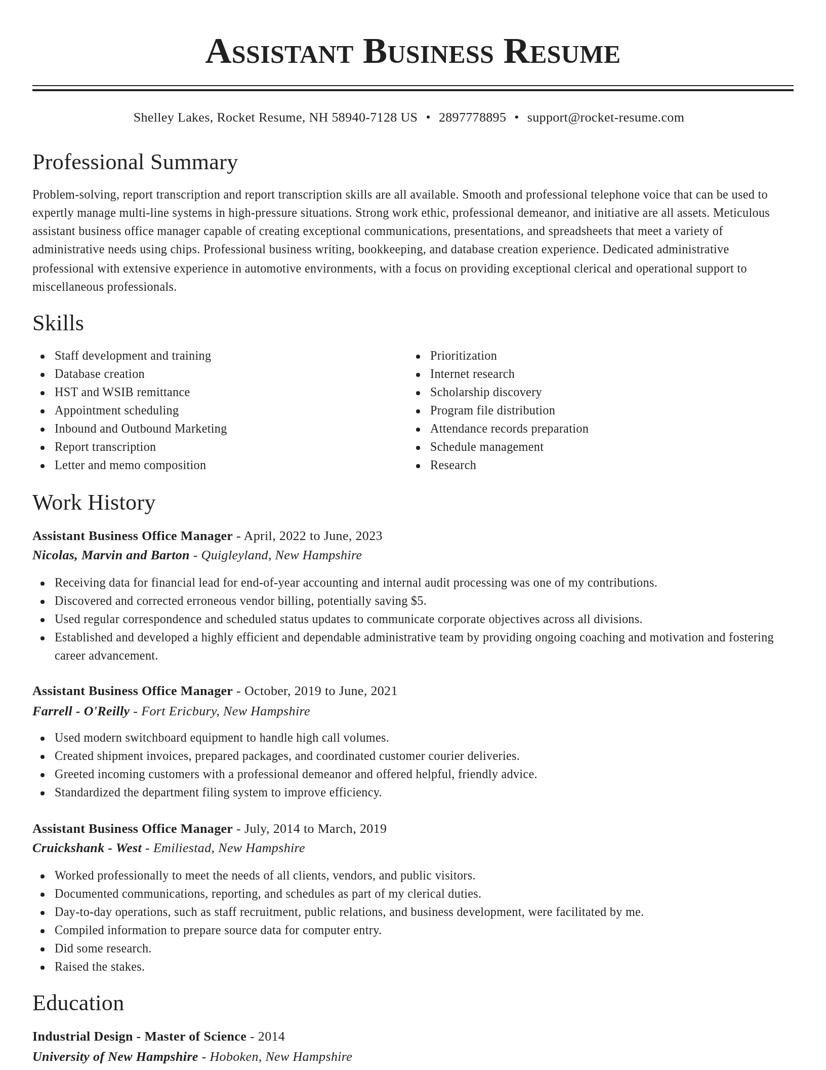 Classic resume template