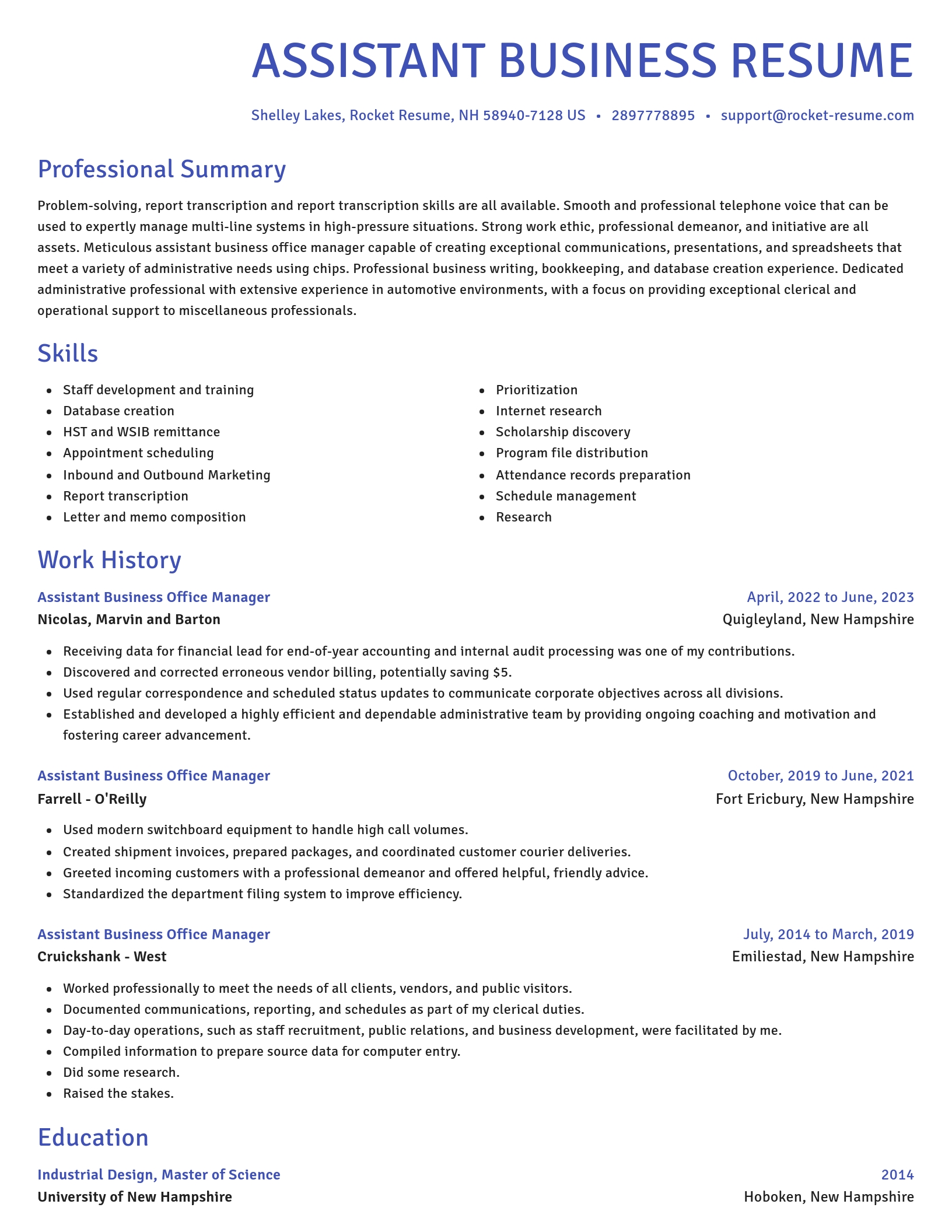 Novel resume template