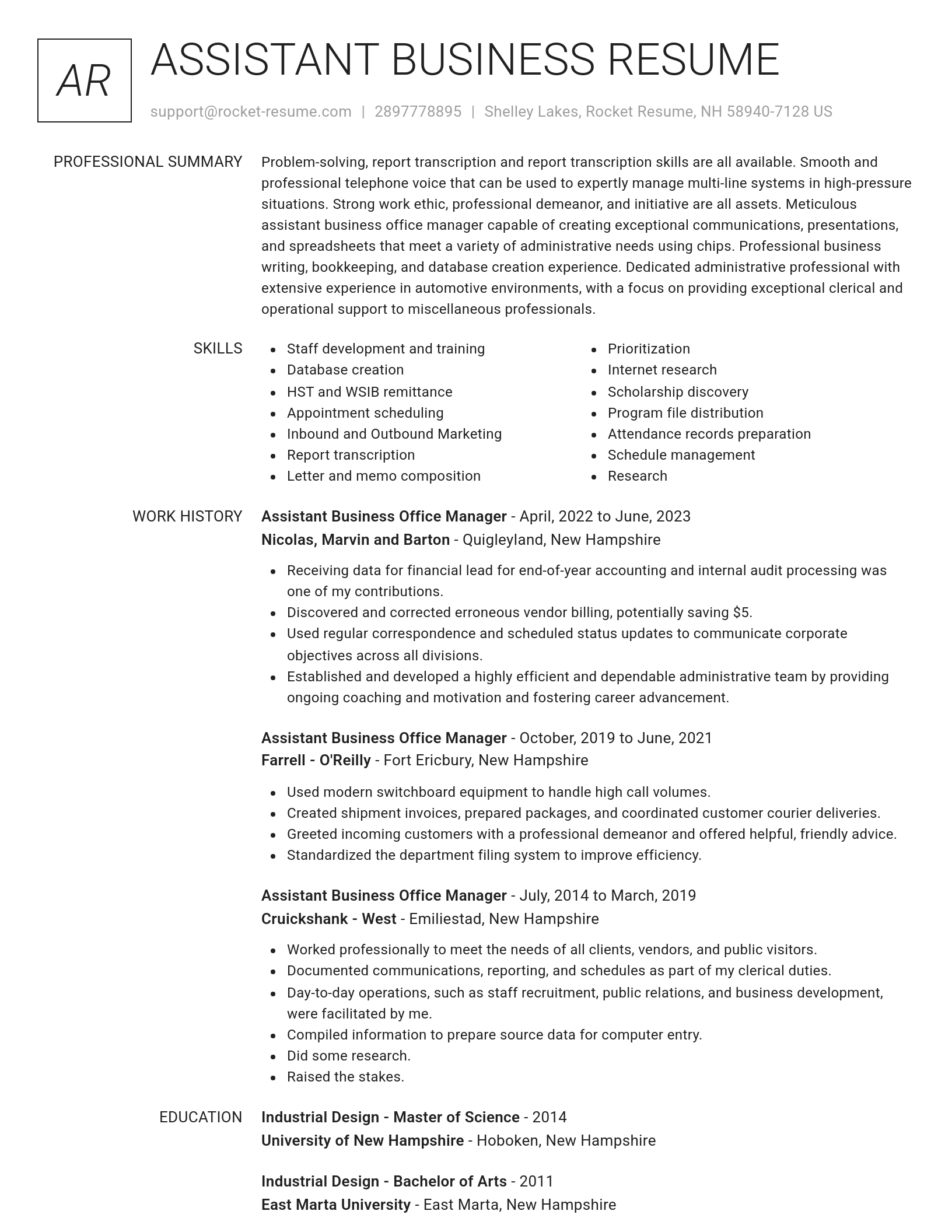 Renowned resume template