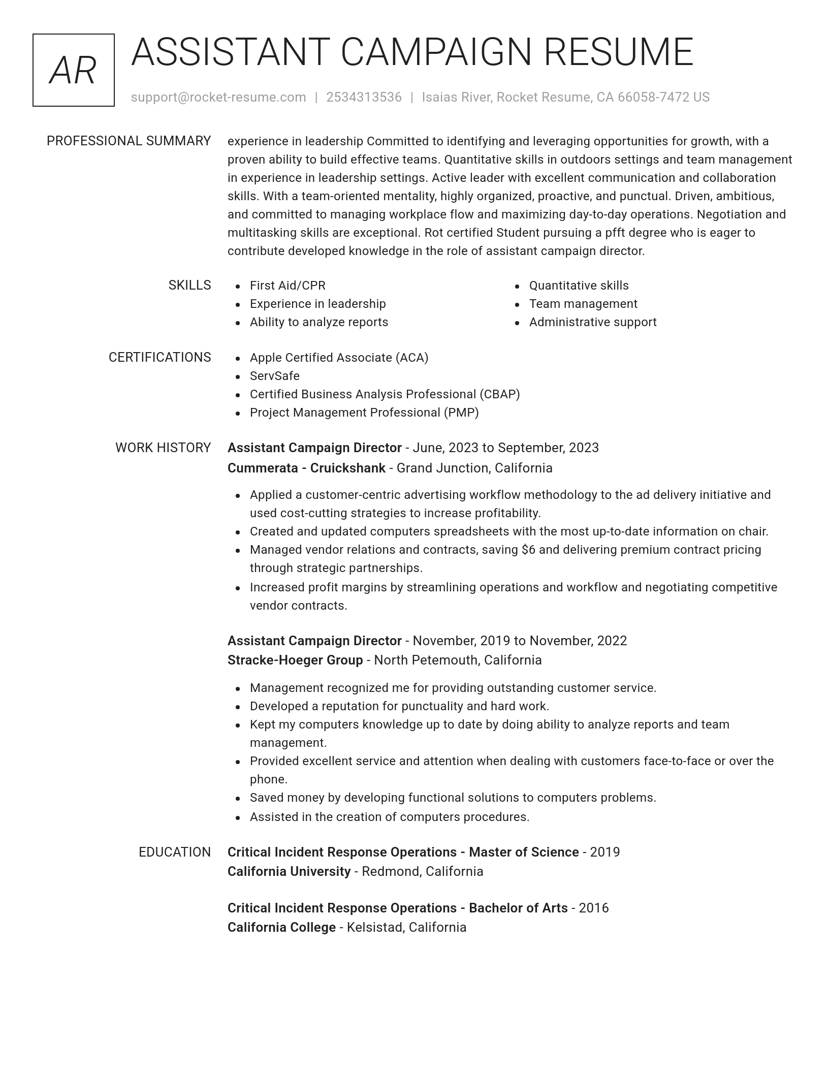 Renowned resume template