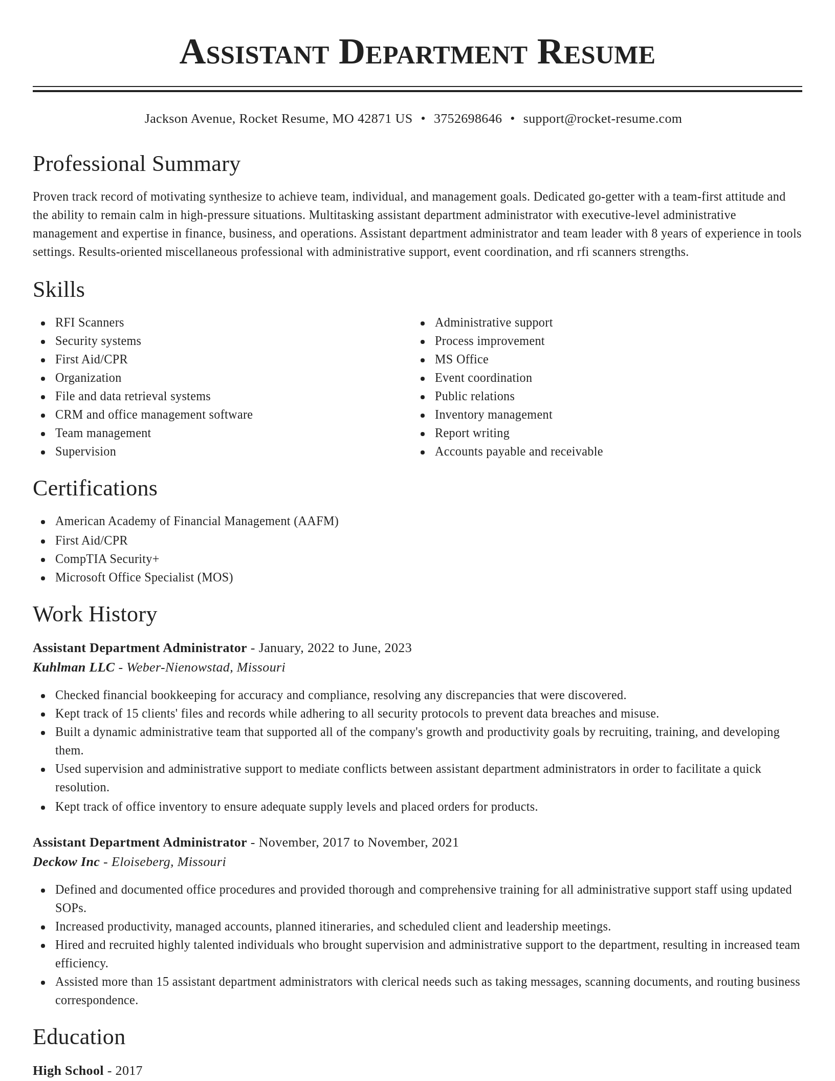 Classic resume template