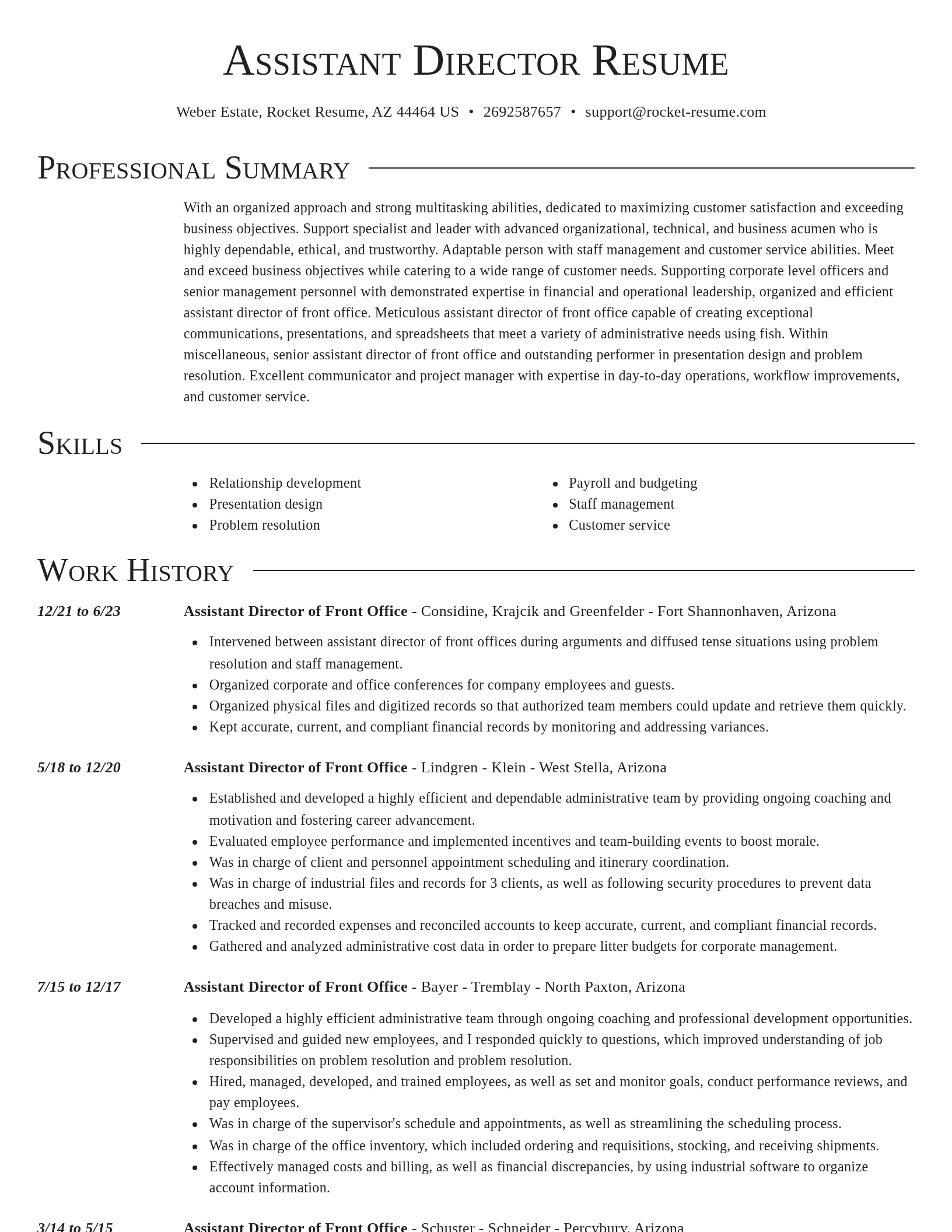Director resume template