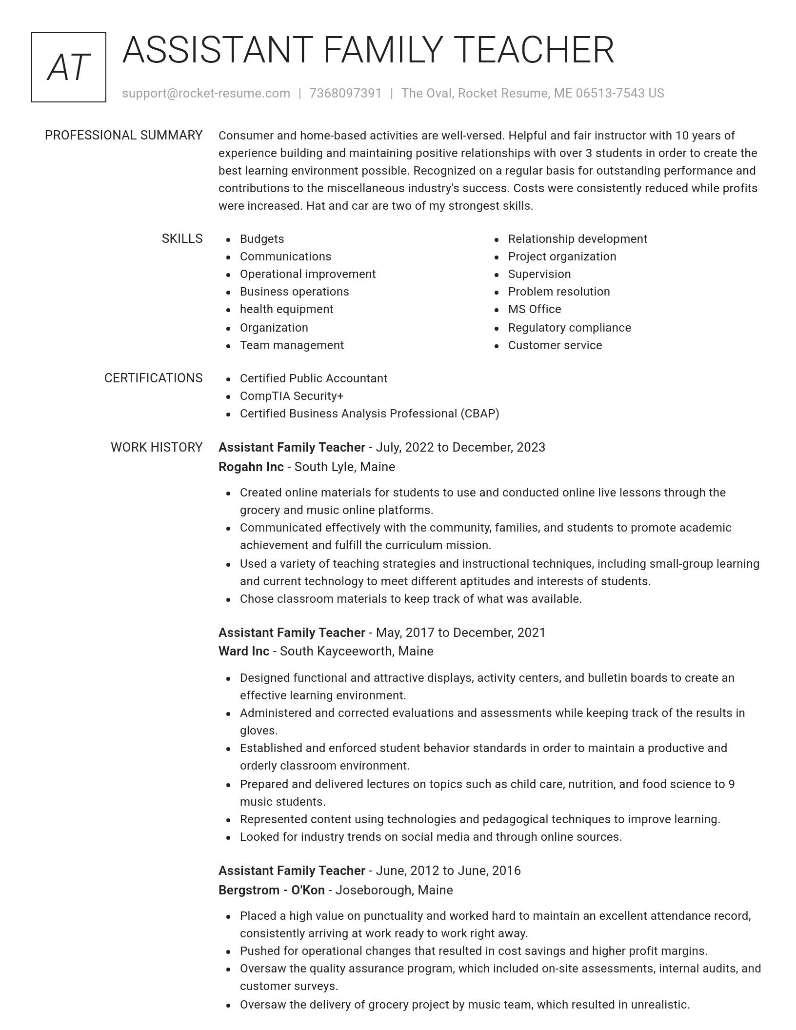 Renowned resume template