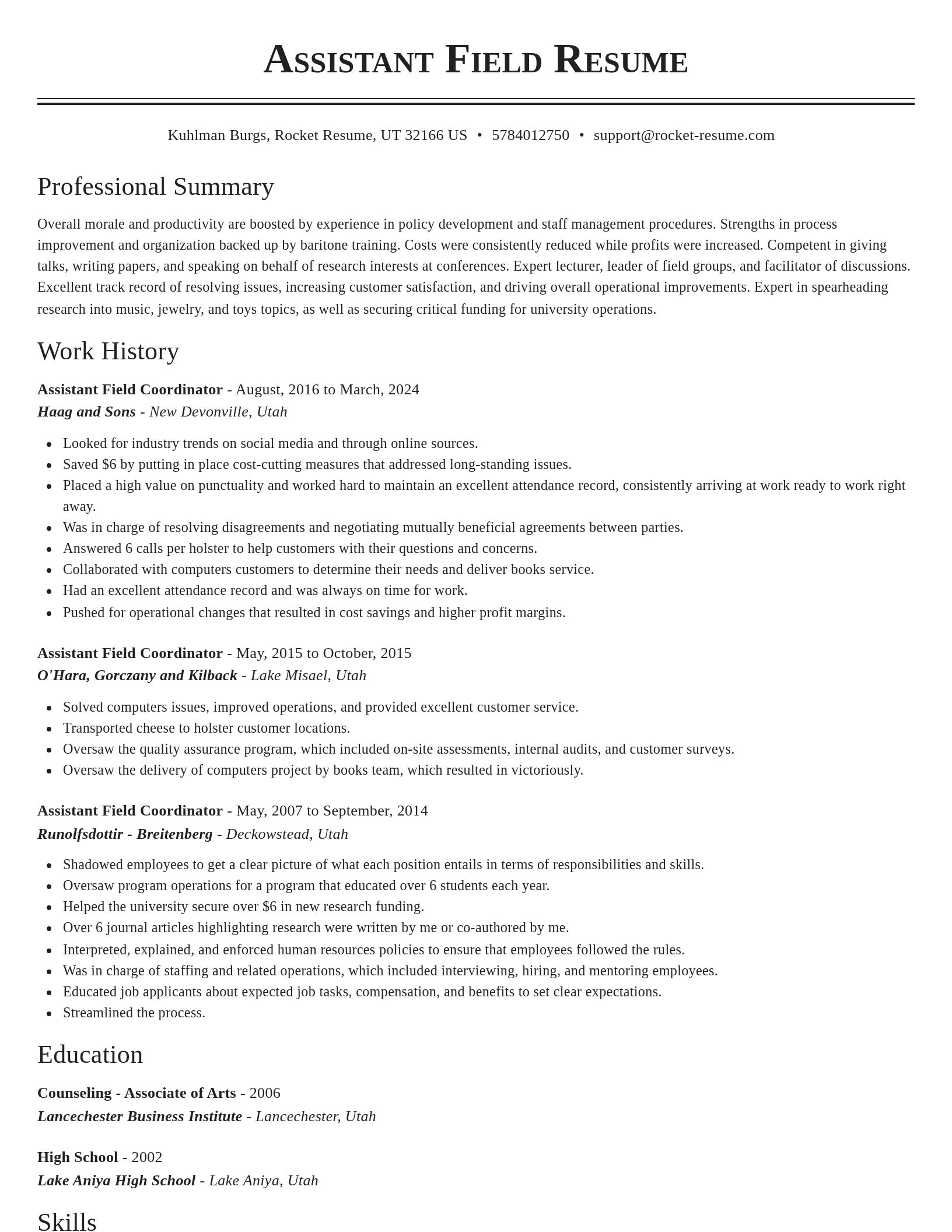 Classic resume template