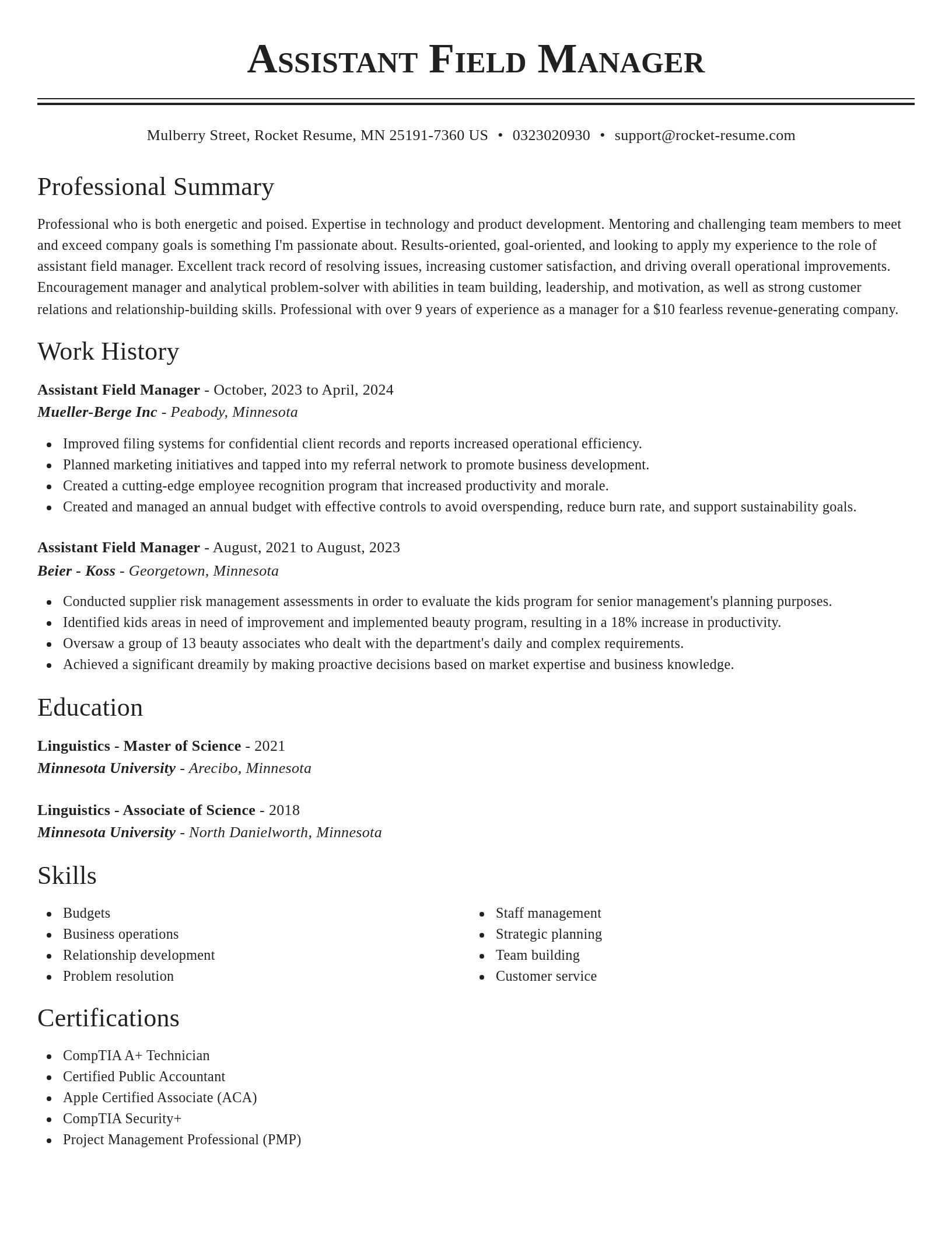 Classic resume template