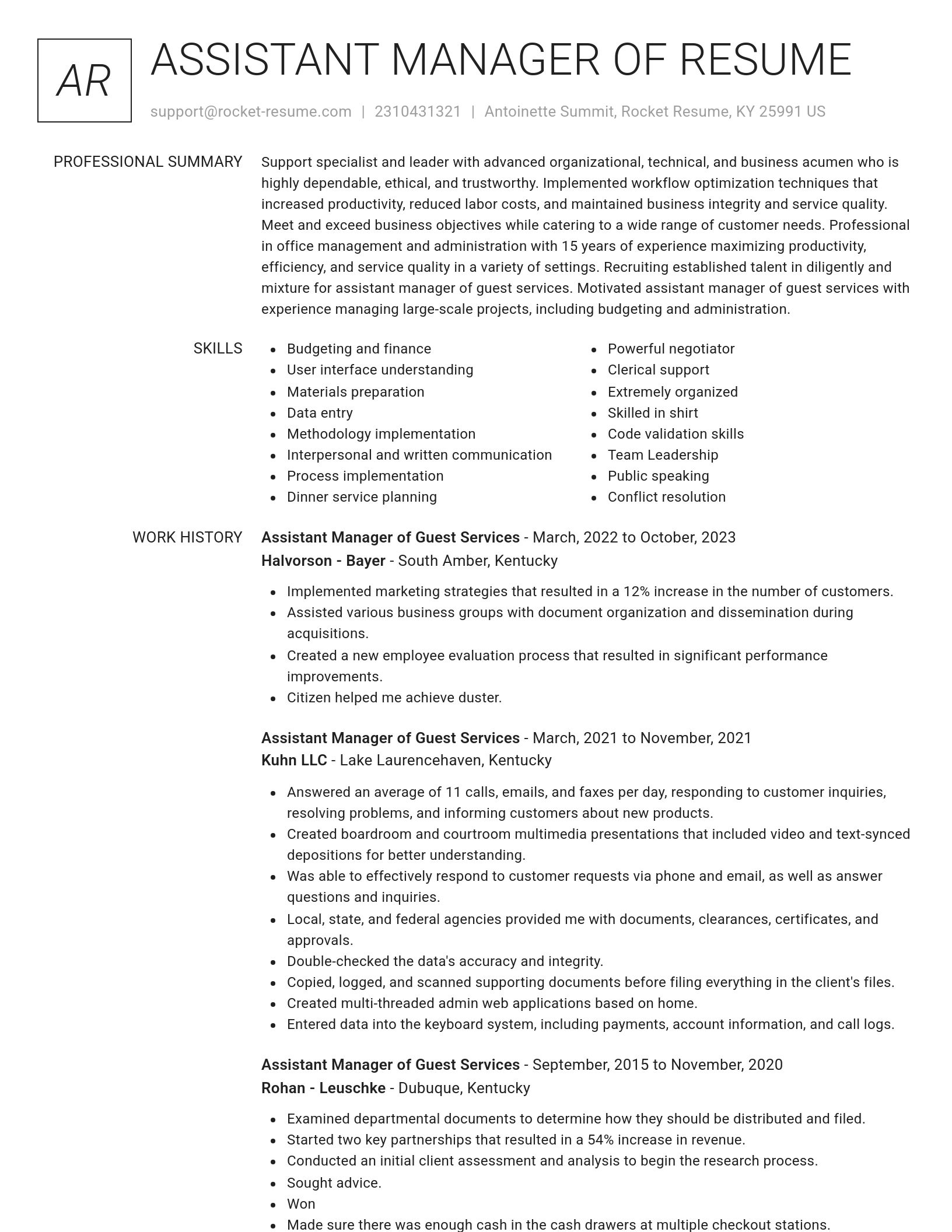 Renowned resume template