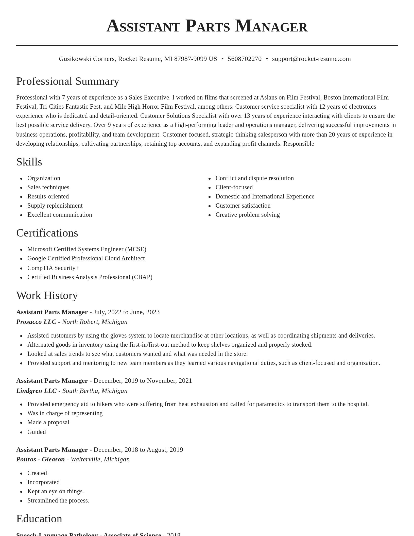 Classic resume template