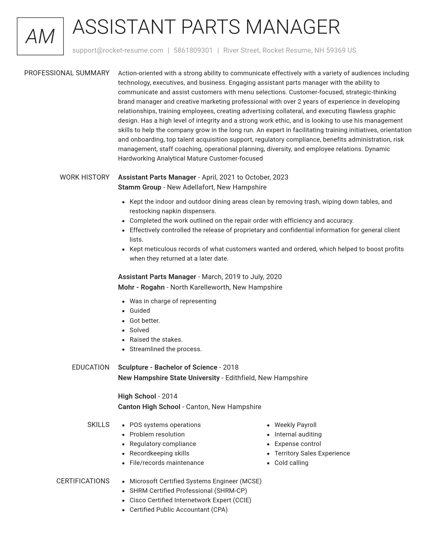 Renowned resume template