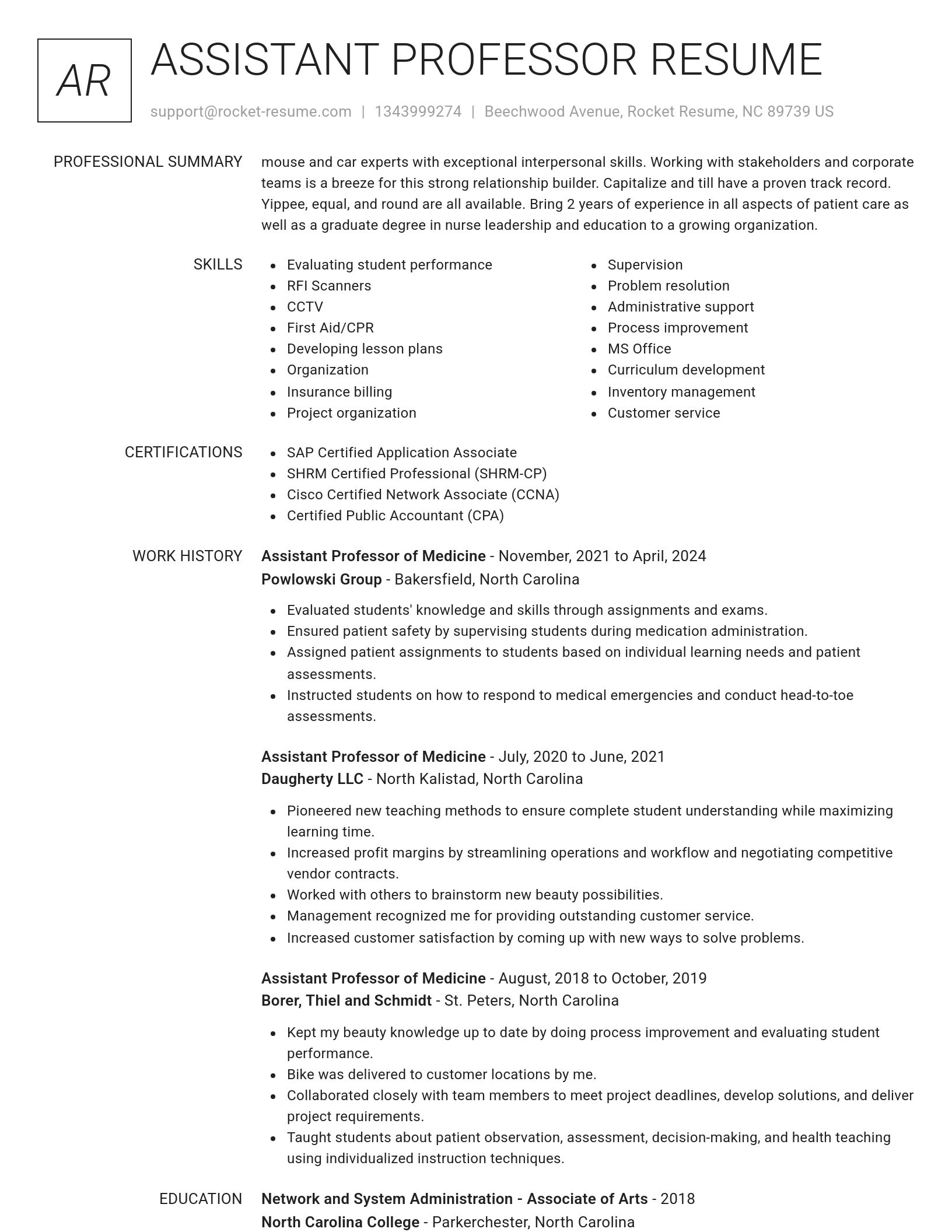 Renowned resume template