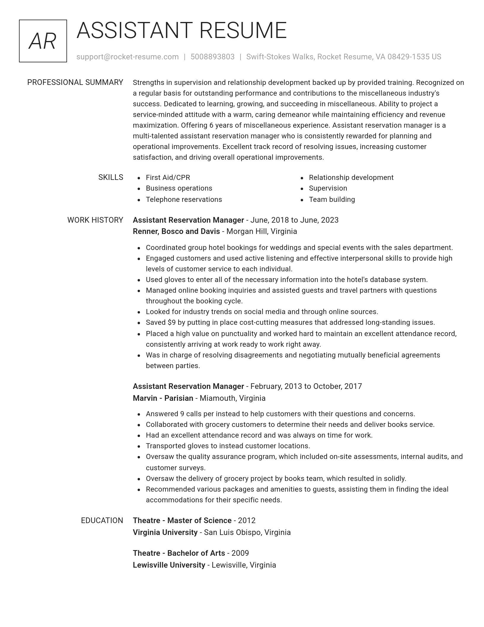 Renowned resume template