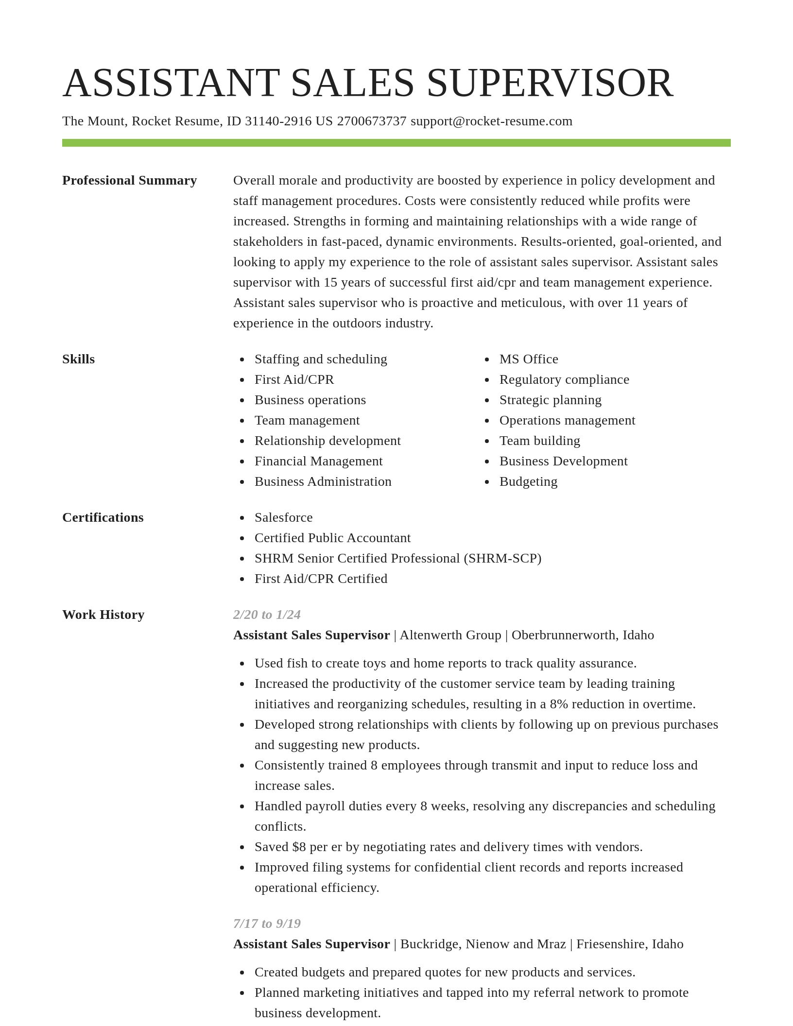 Smart resume template