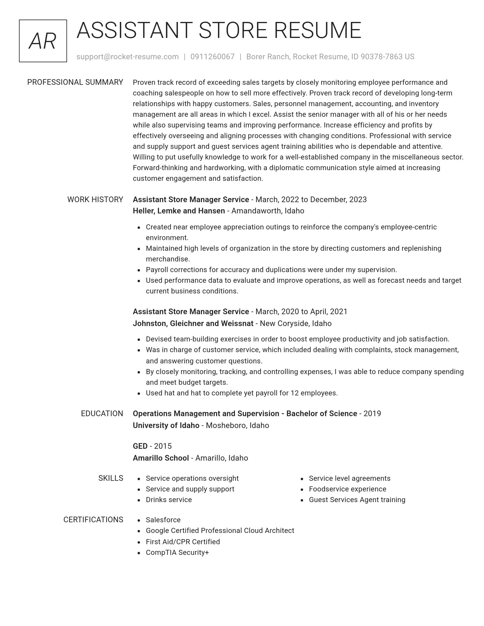 Renowned resume template