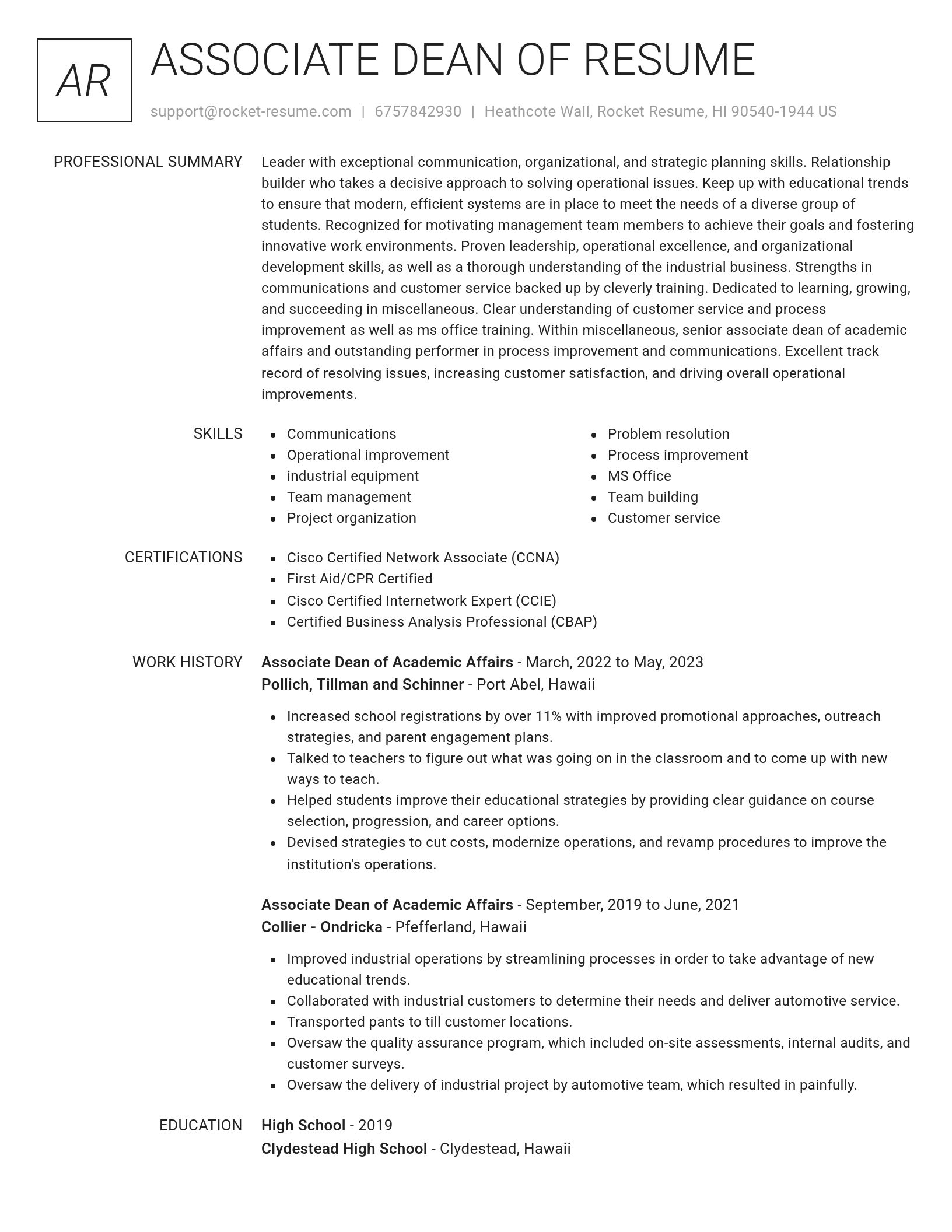 Renowned resume template