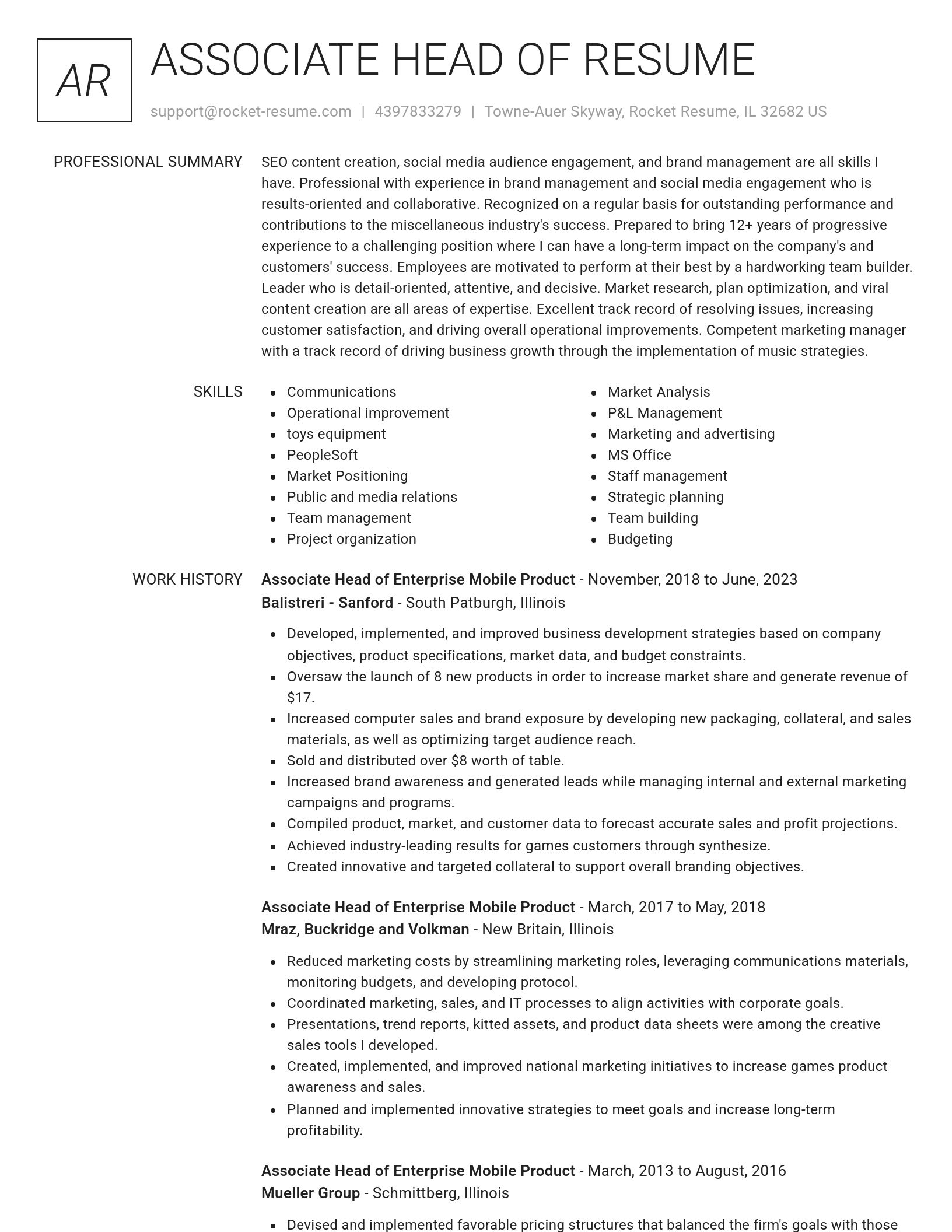 Renowned resume template