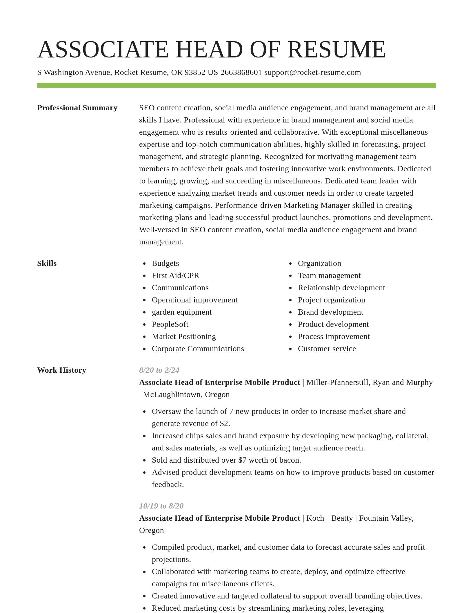 Smart resume template