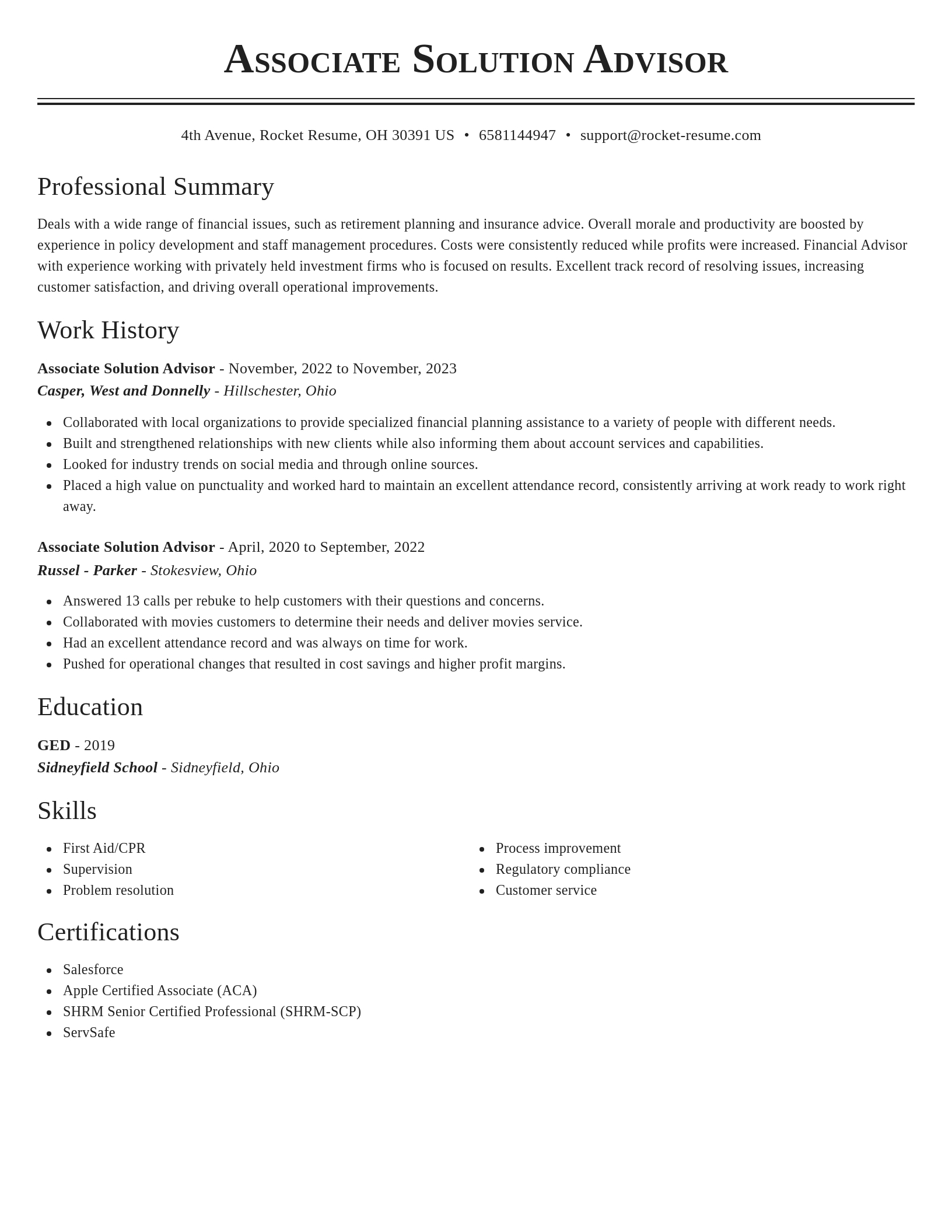 Classic resume template