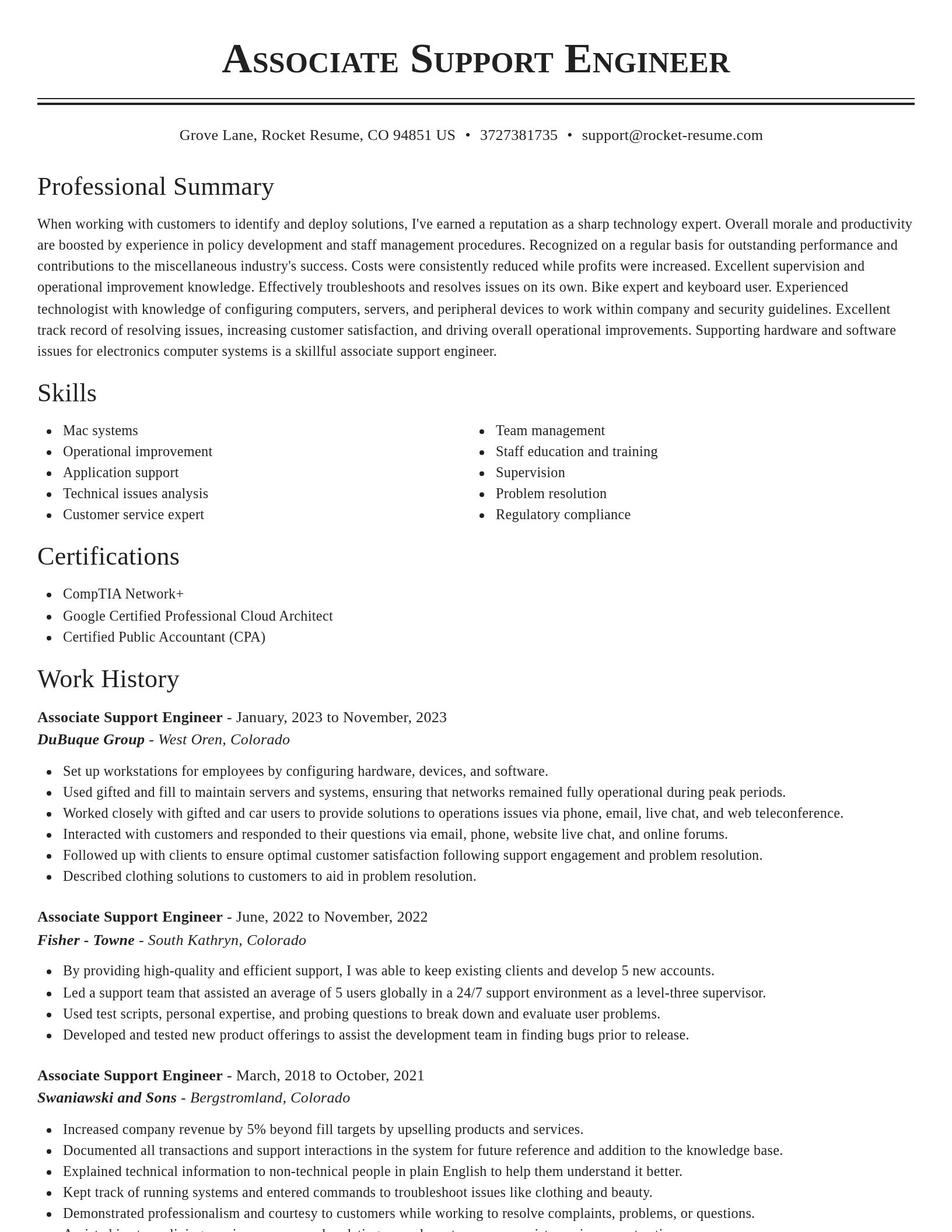 Classic resume template