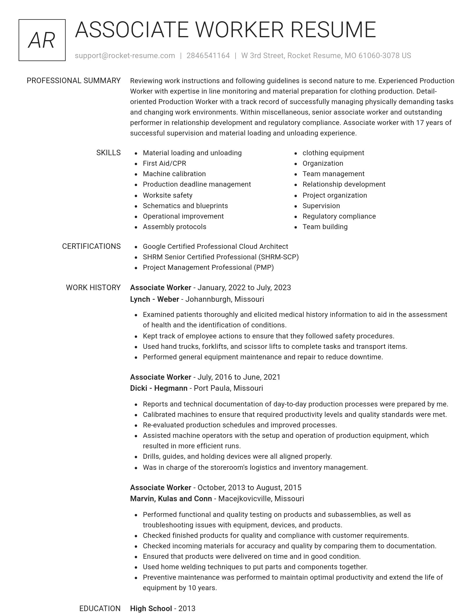 Renowned resume template