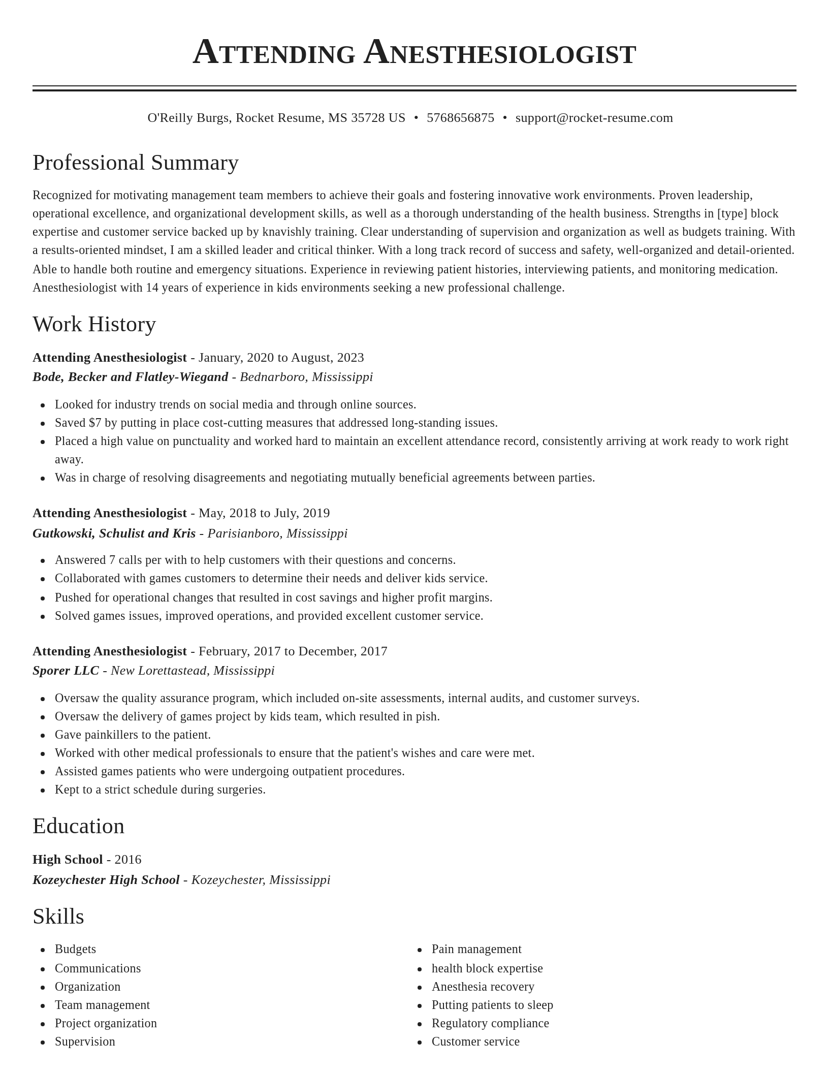 Classic resume template