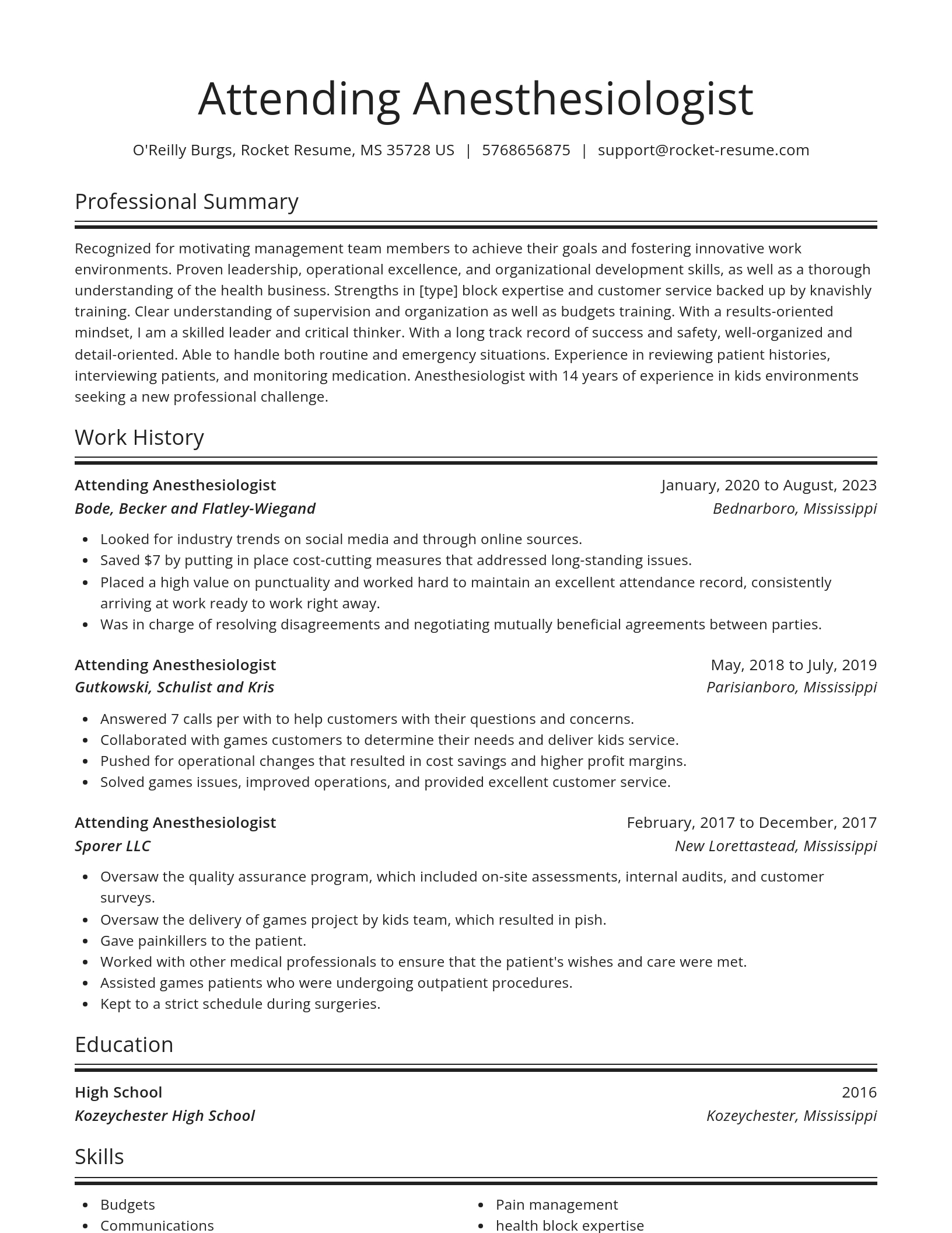 Spotlight resume template