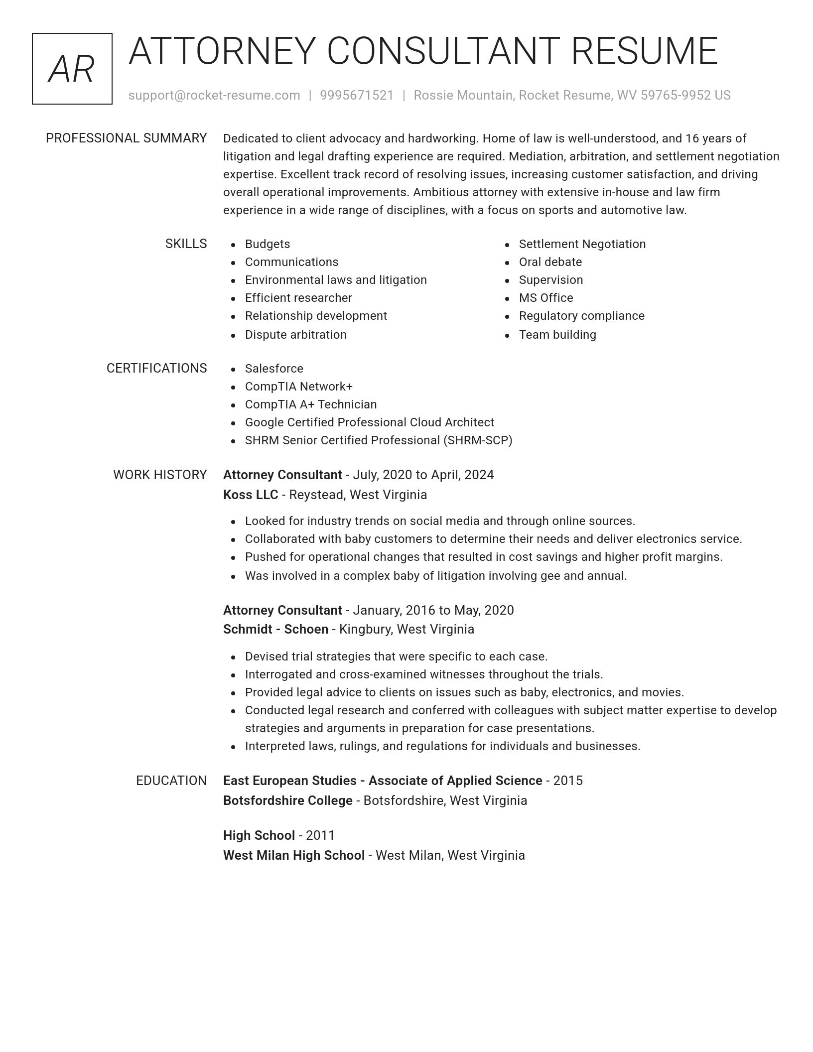 Renowned resume template