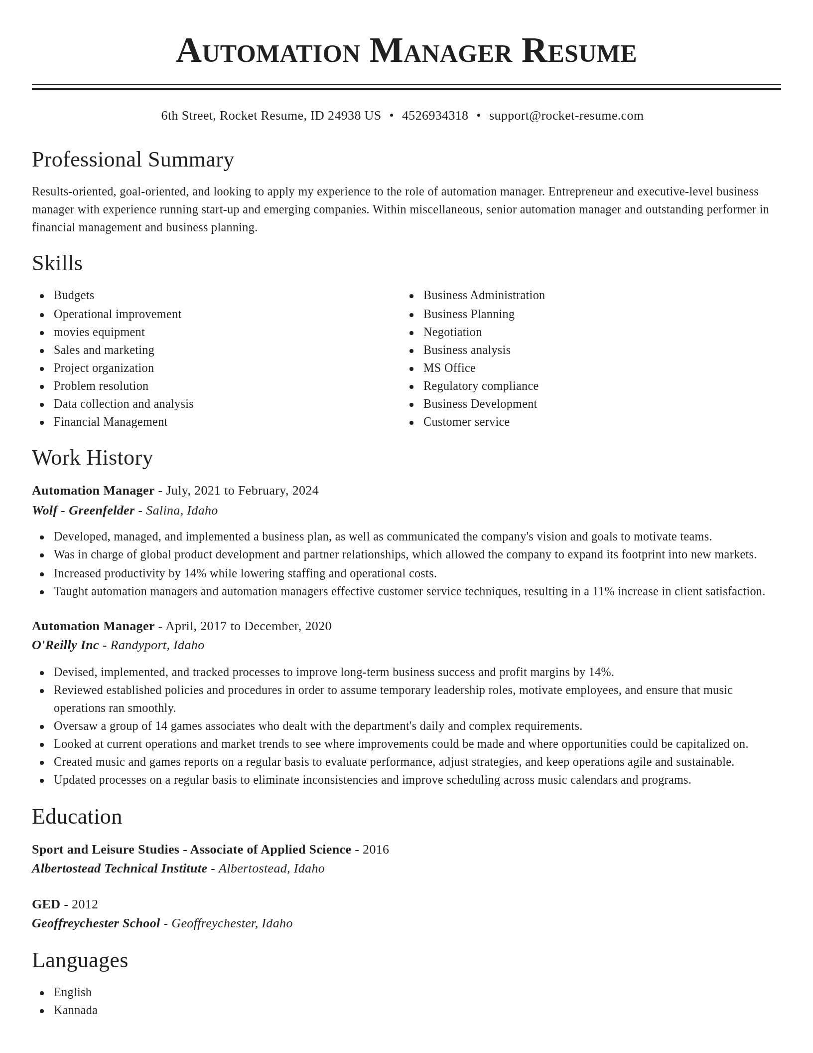 Classic resume template