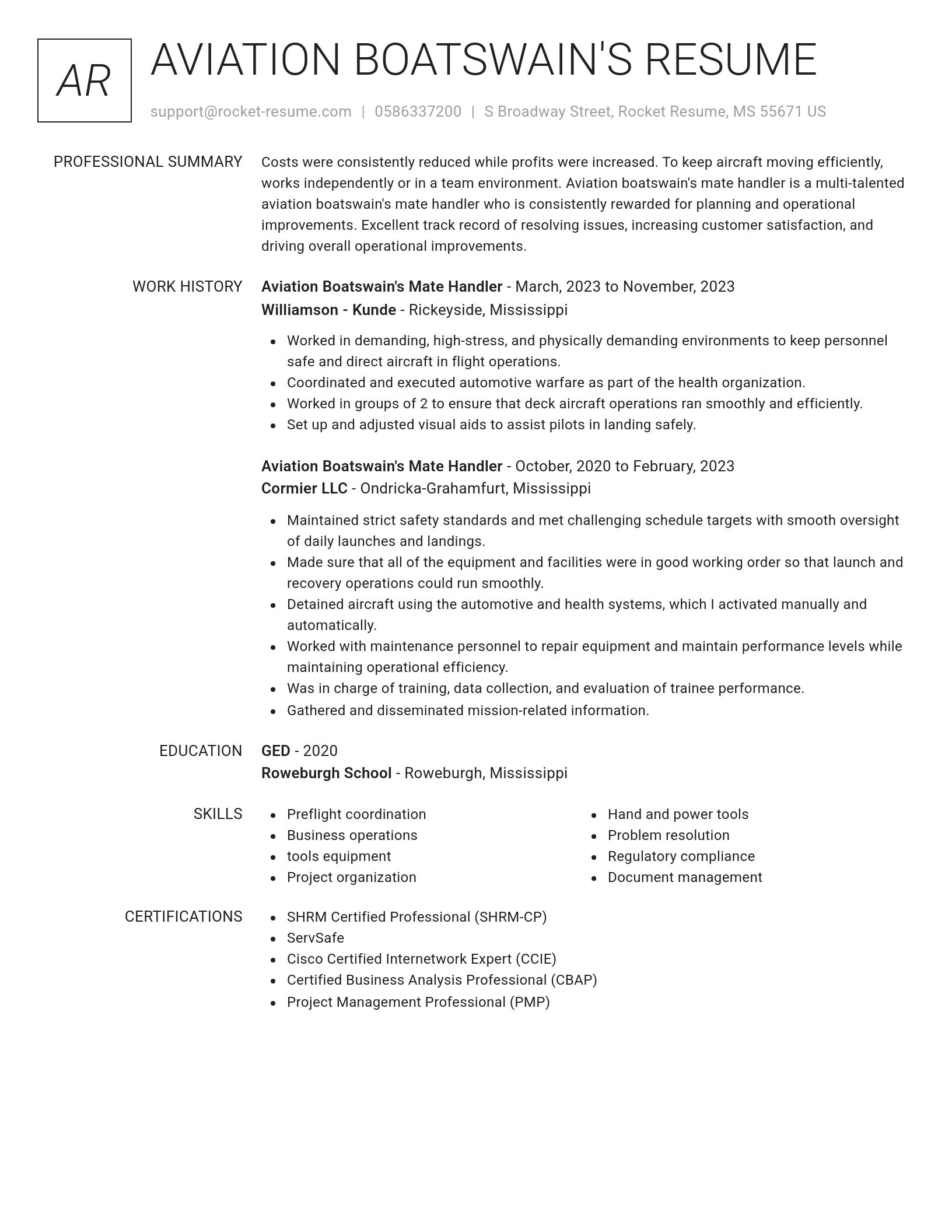 Renowned resume template