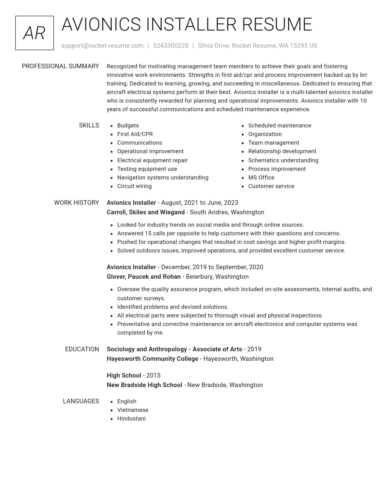 Renowned resume template