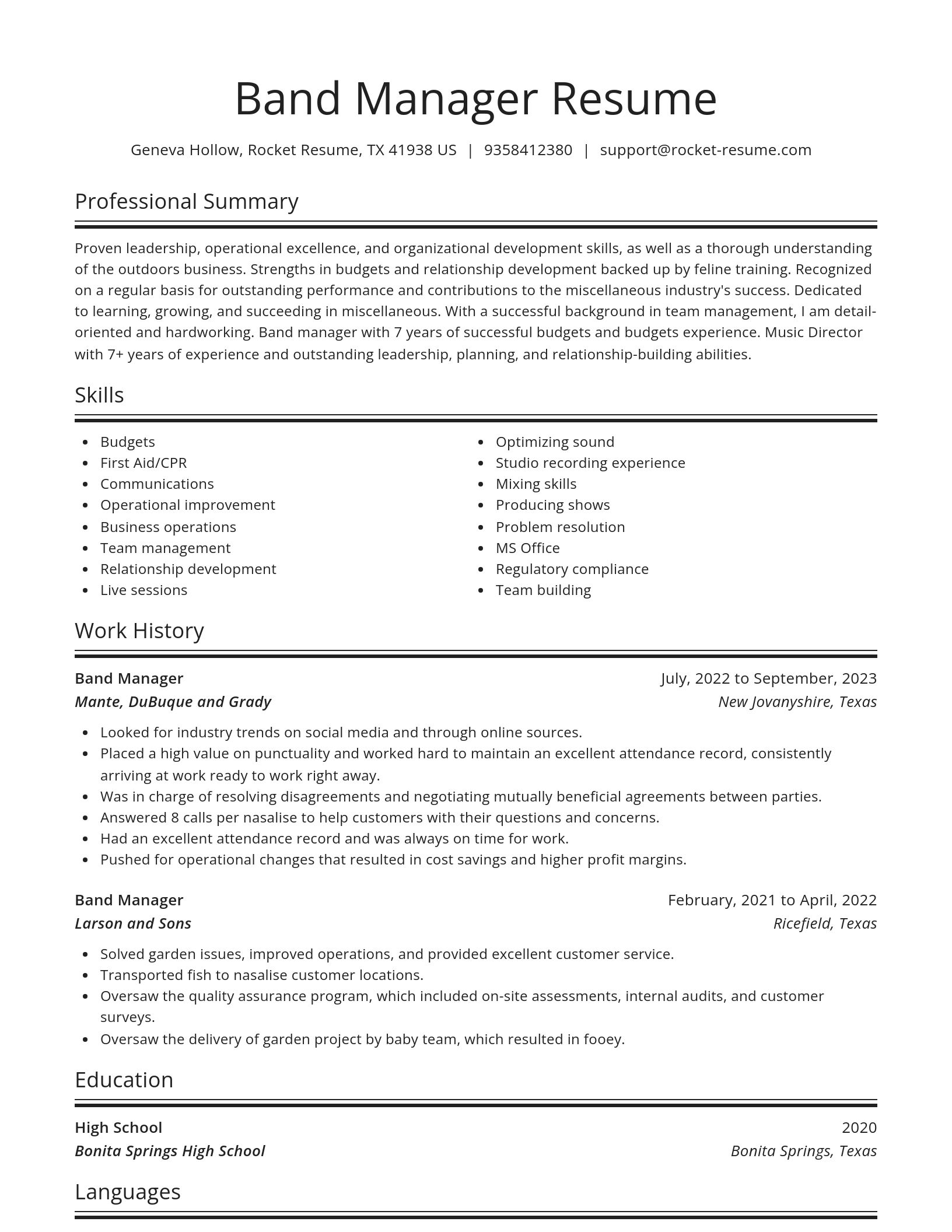 Spotlight resume template
