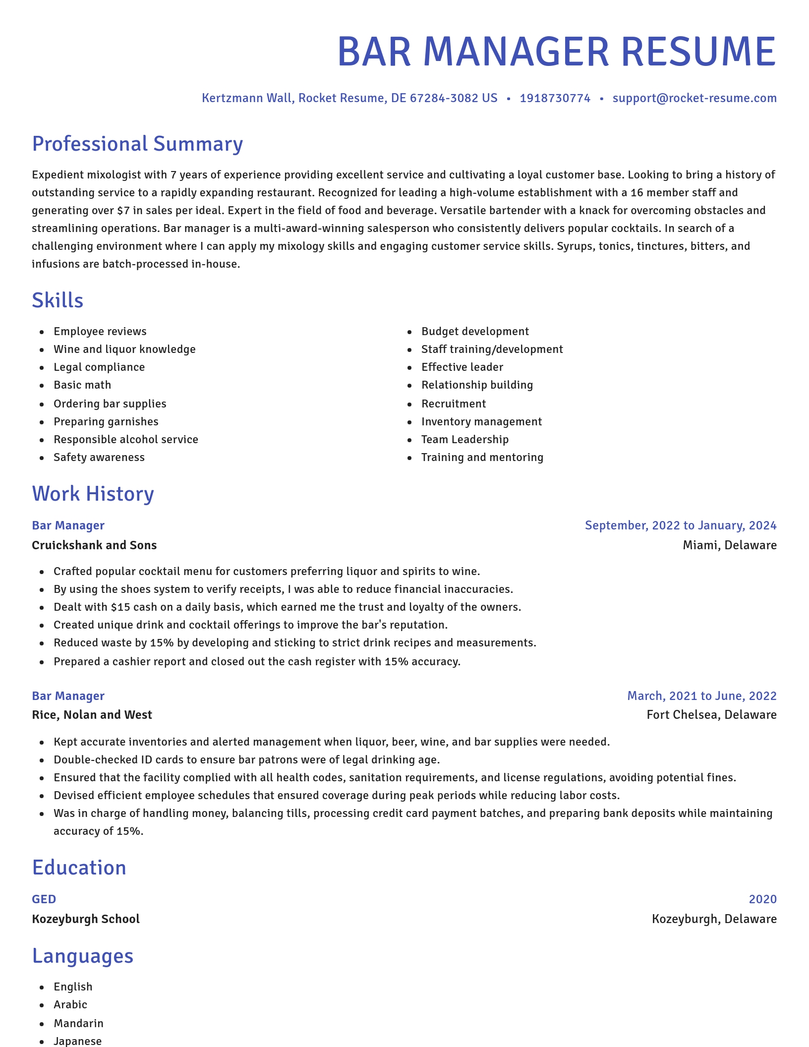 Novel resume template