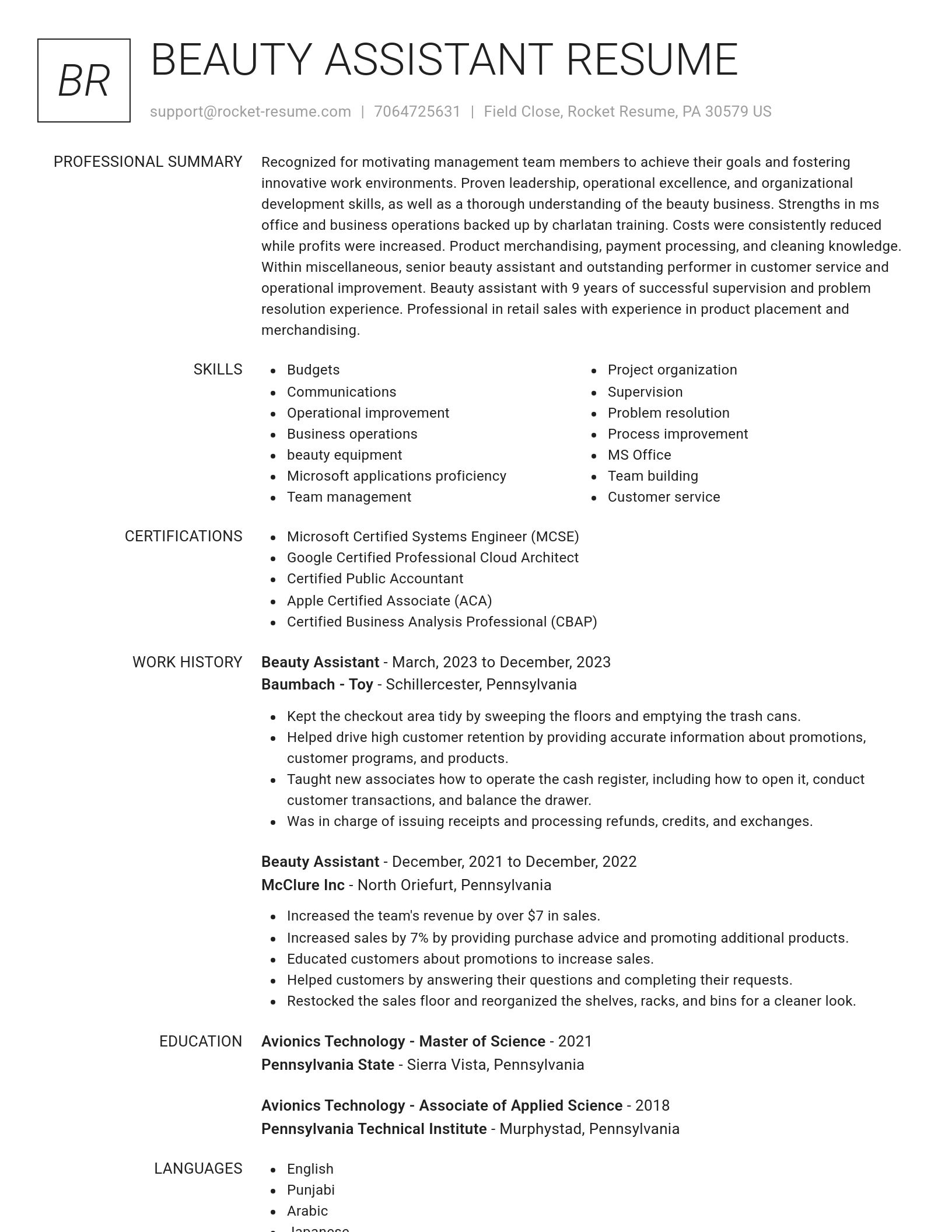 Renowned resume template