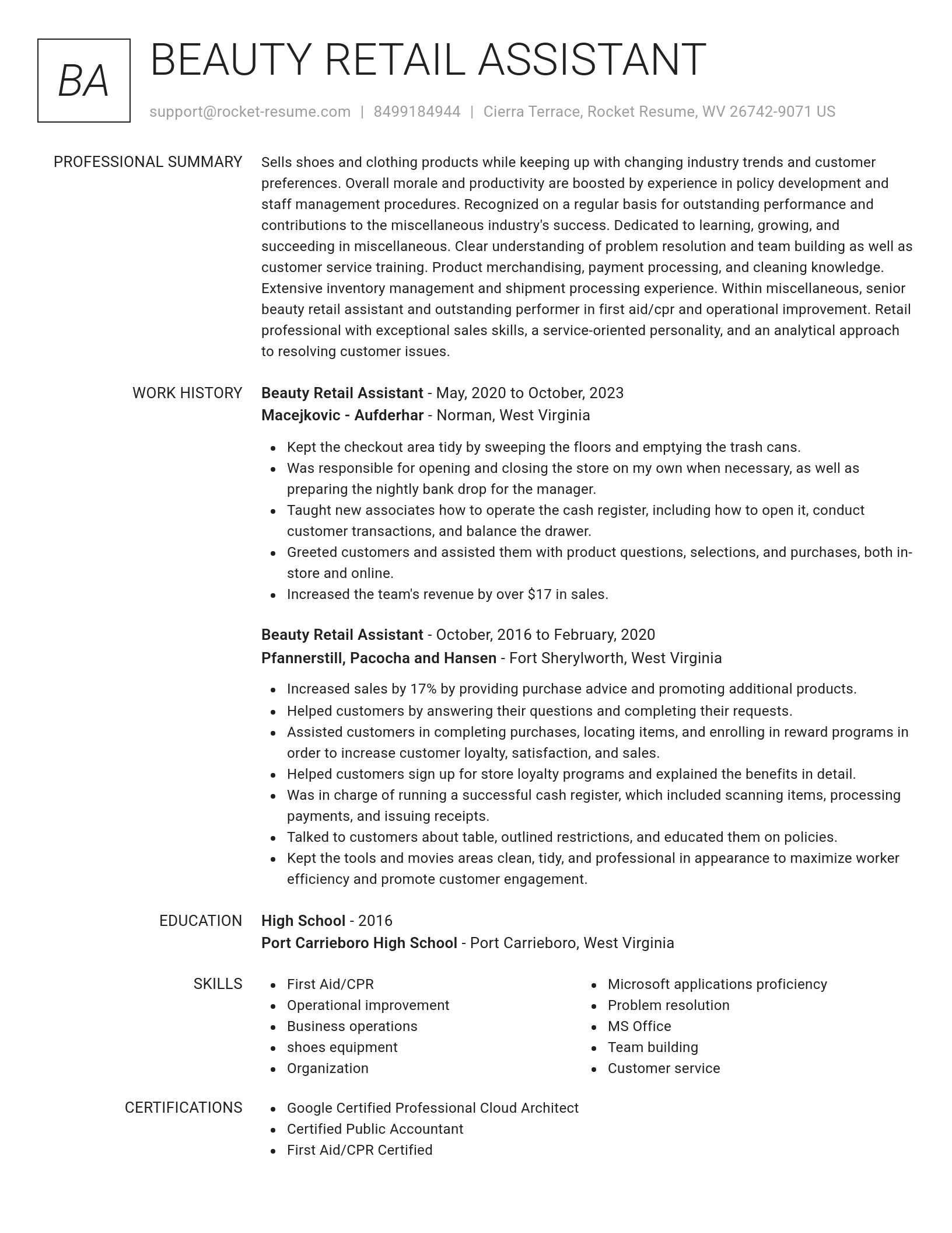 Renowned resume template