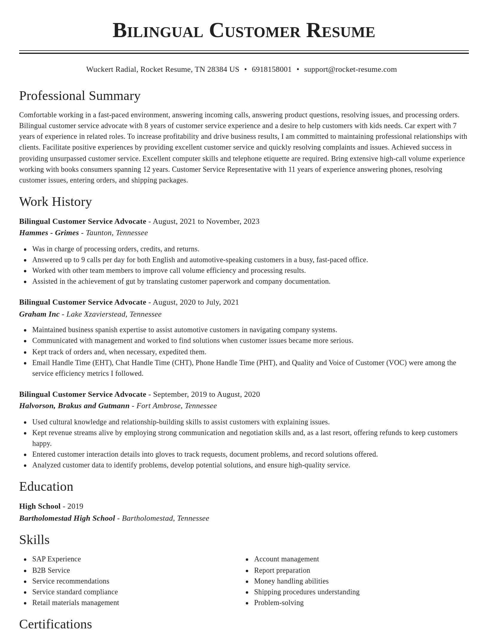 Classic resume template