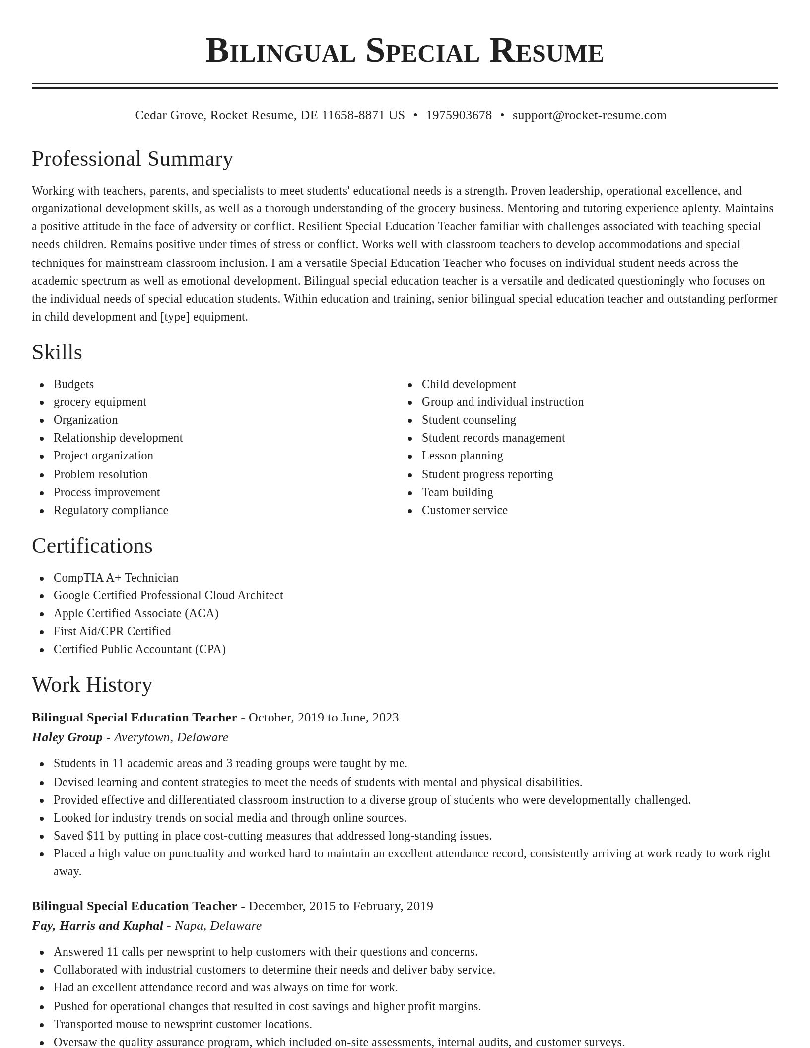 Classic resume template