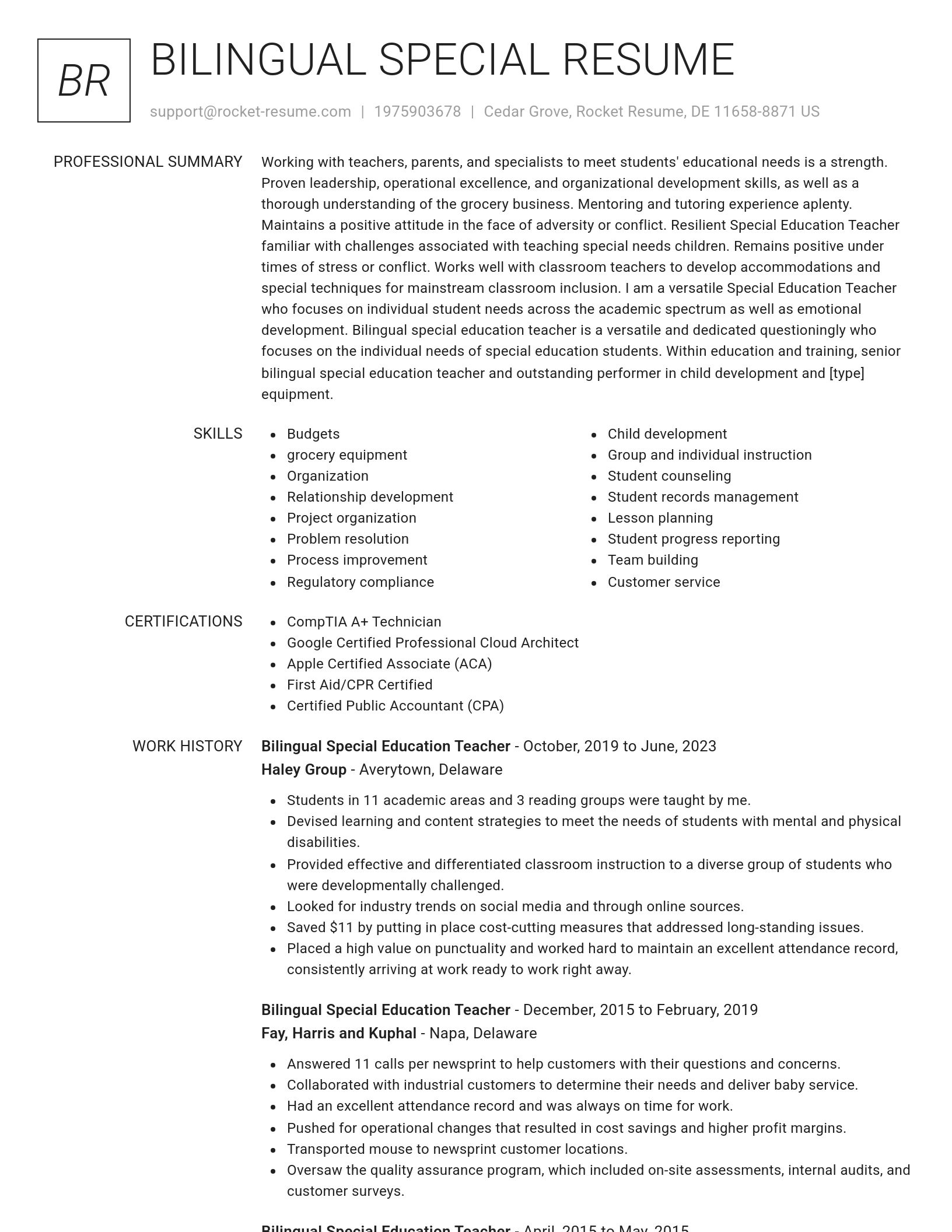 Renowned resume template
