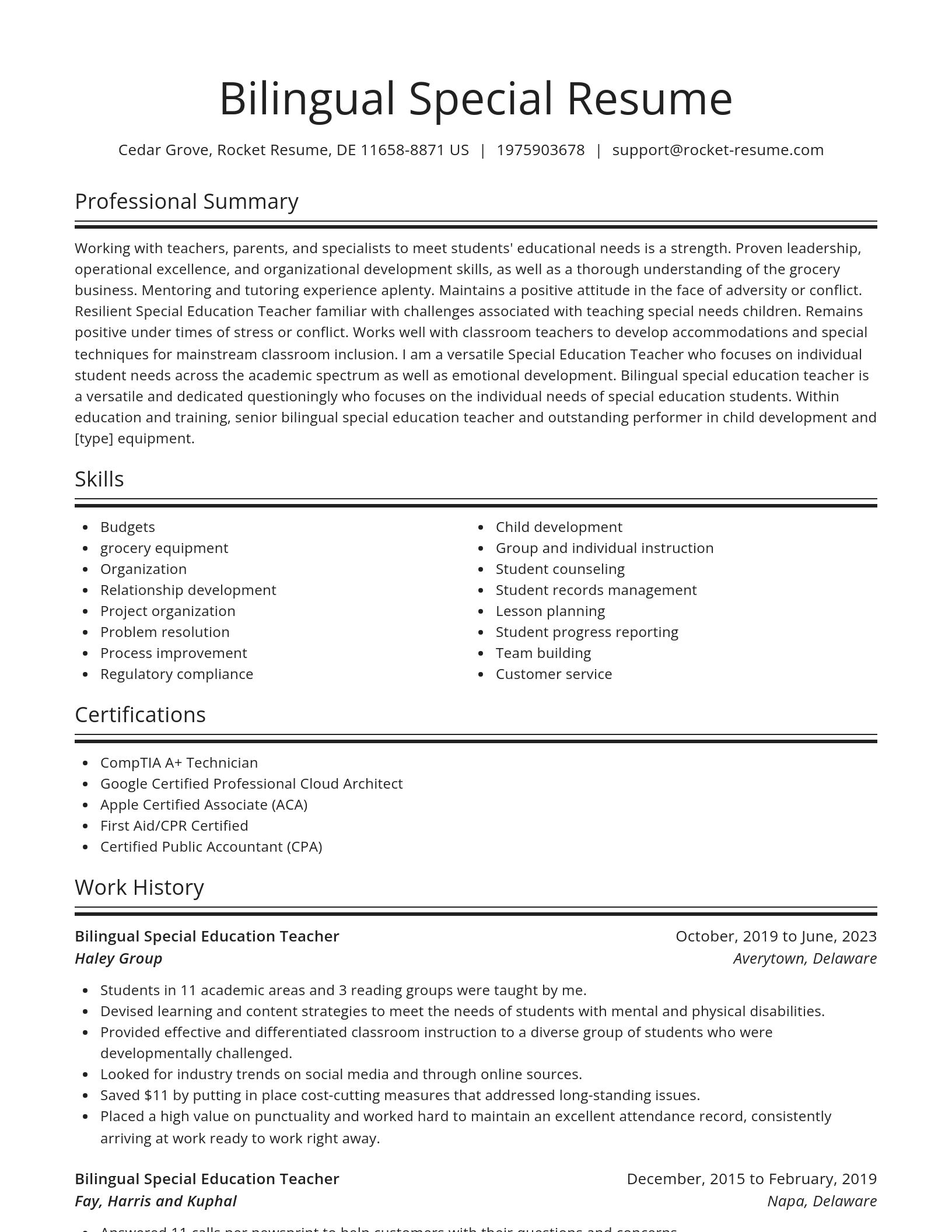 Spotlight resume template