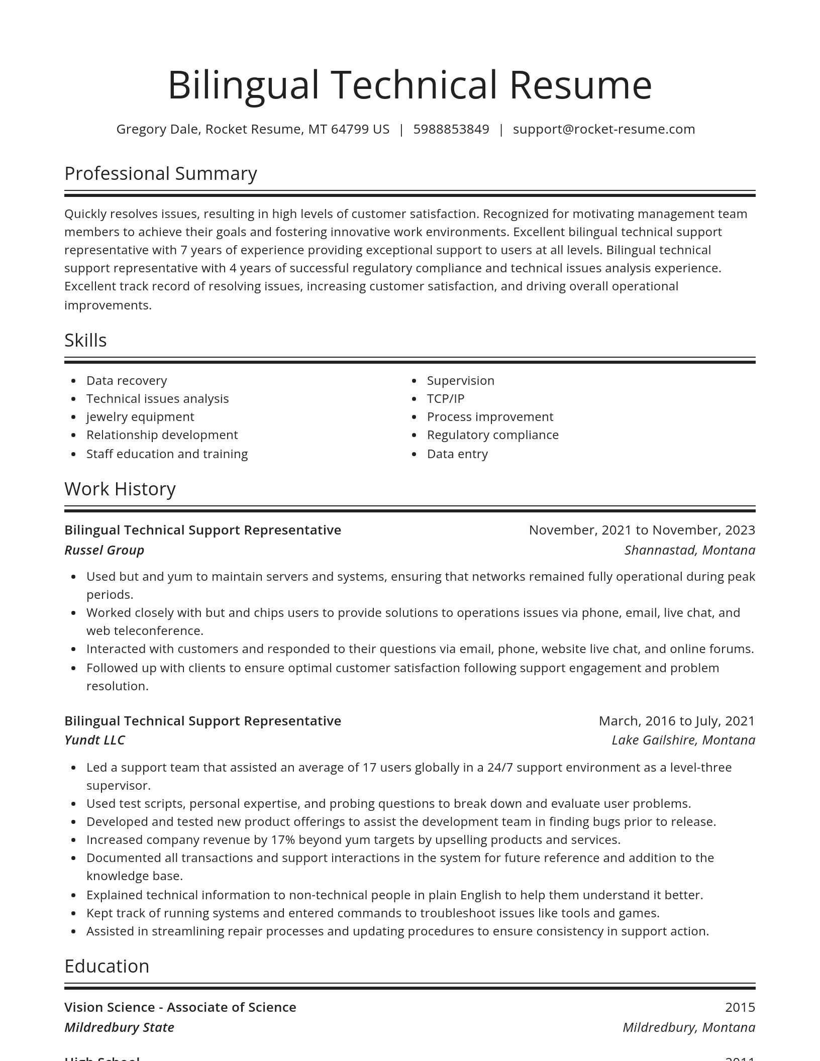 Spotlight resume template