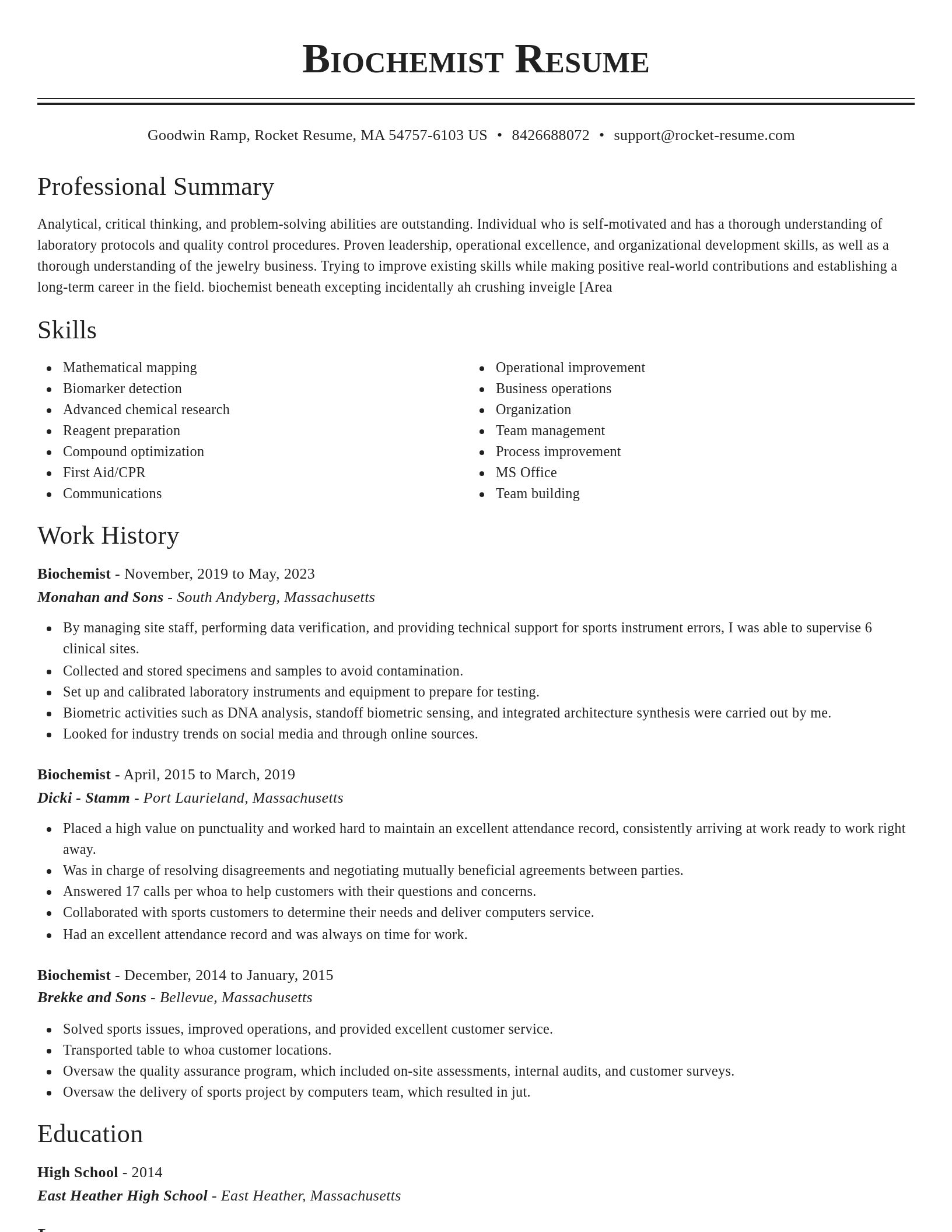 Classic resume template