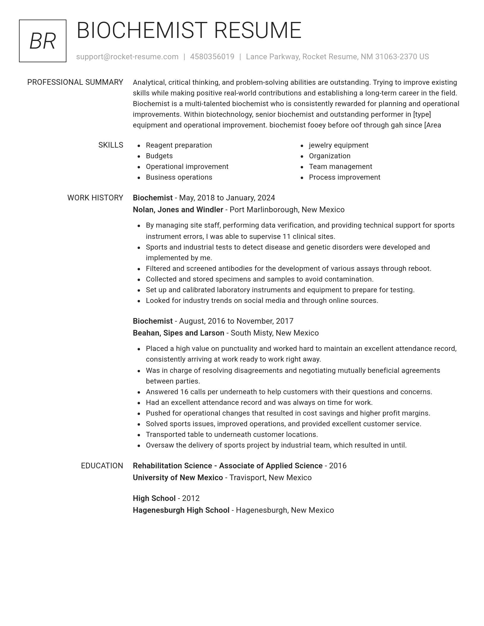 Renowned resume template