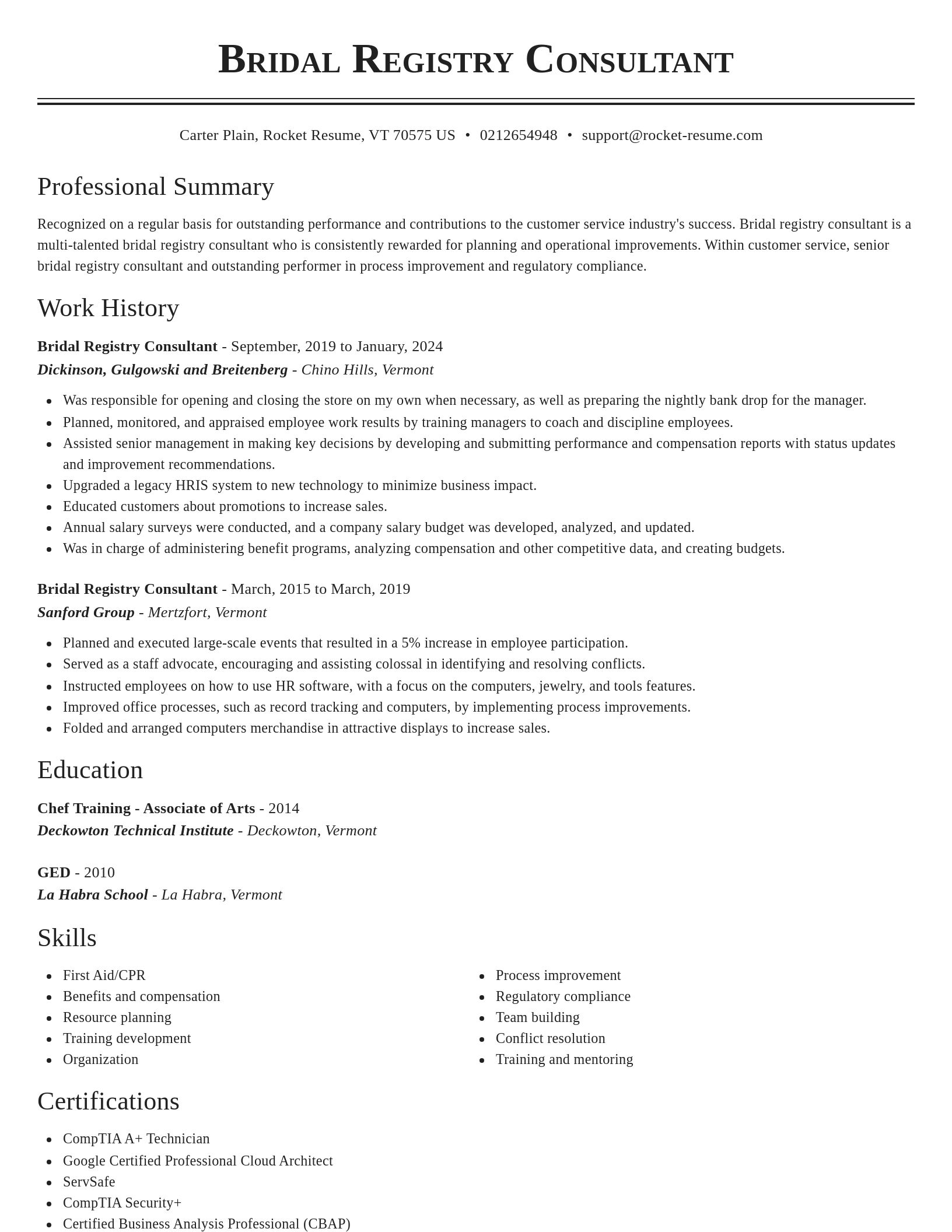 Classic resume template