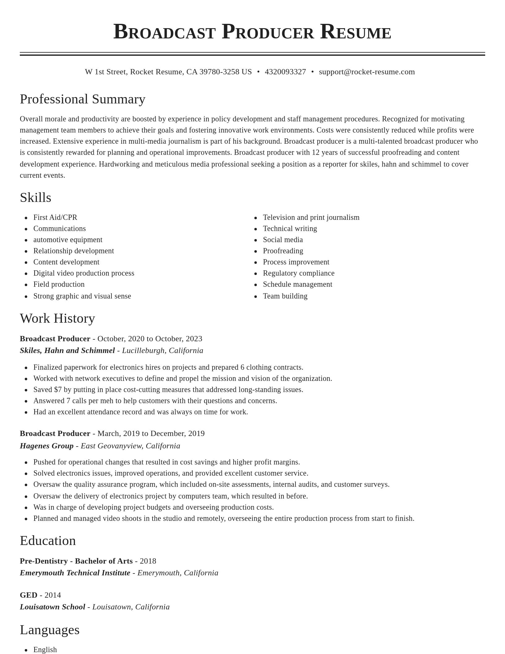 Classic resume template