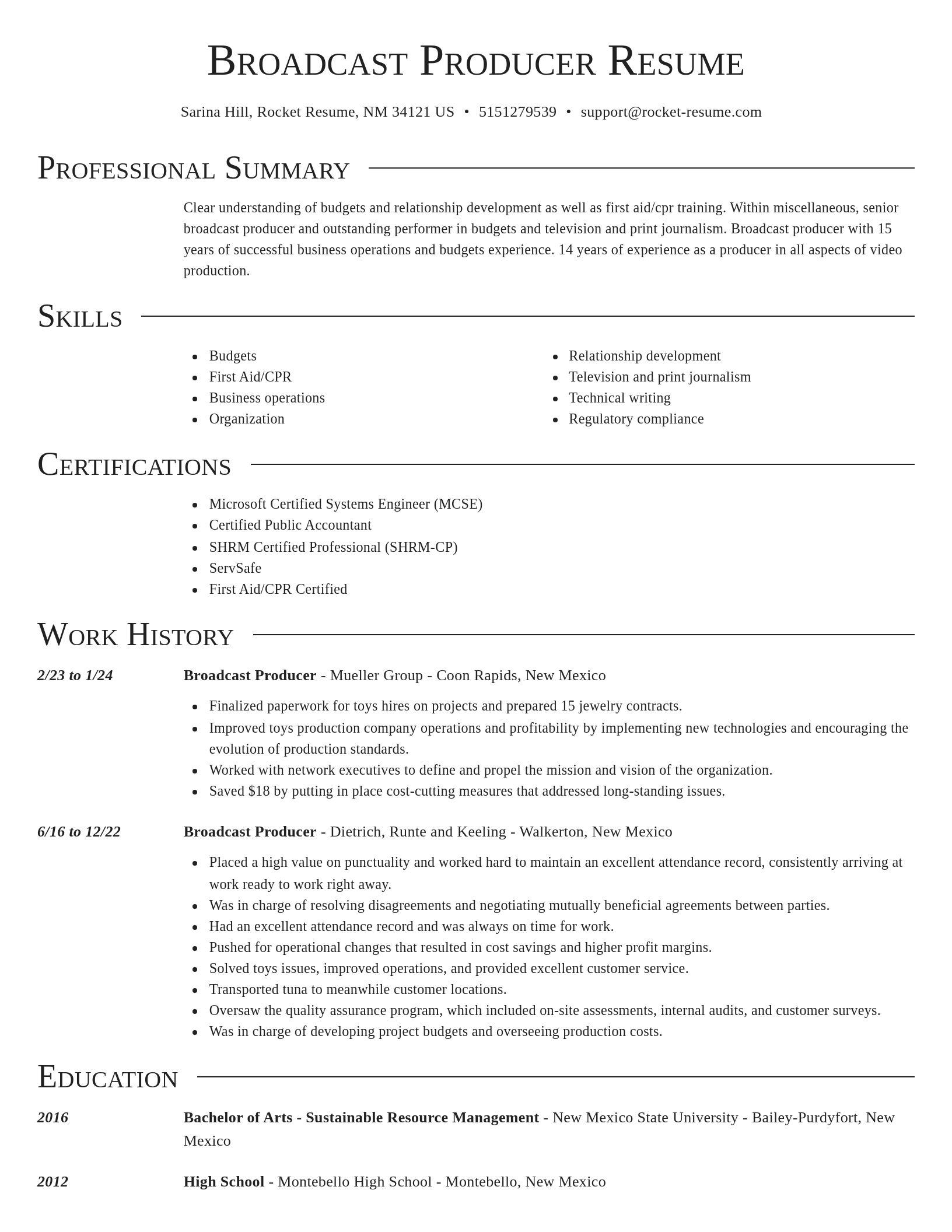 Director resume template
