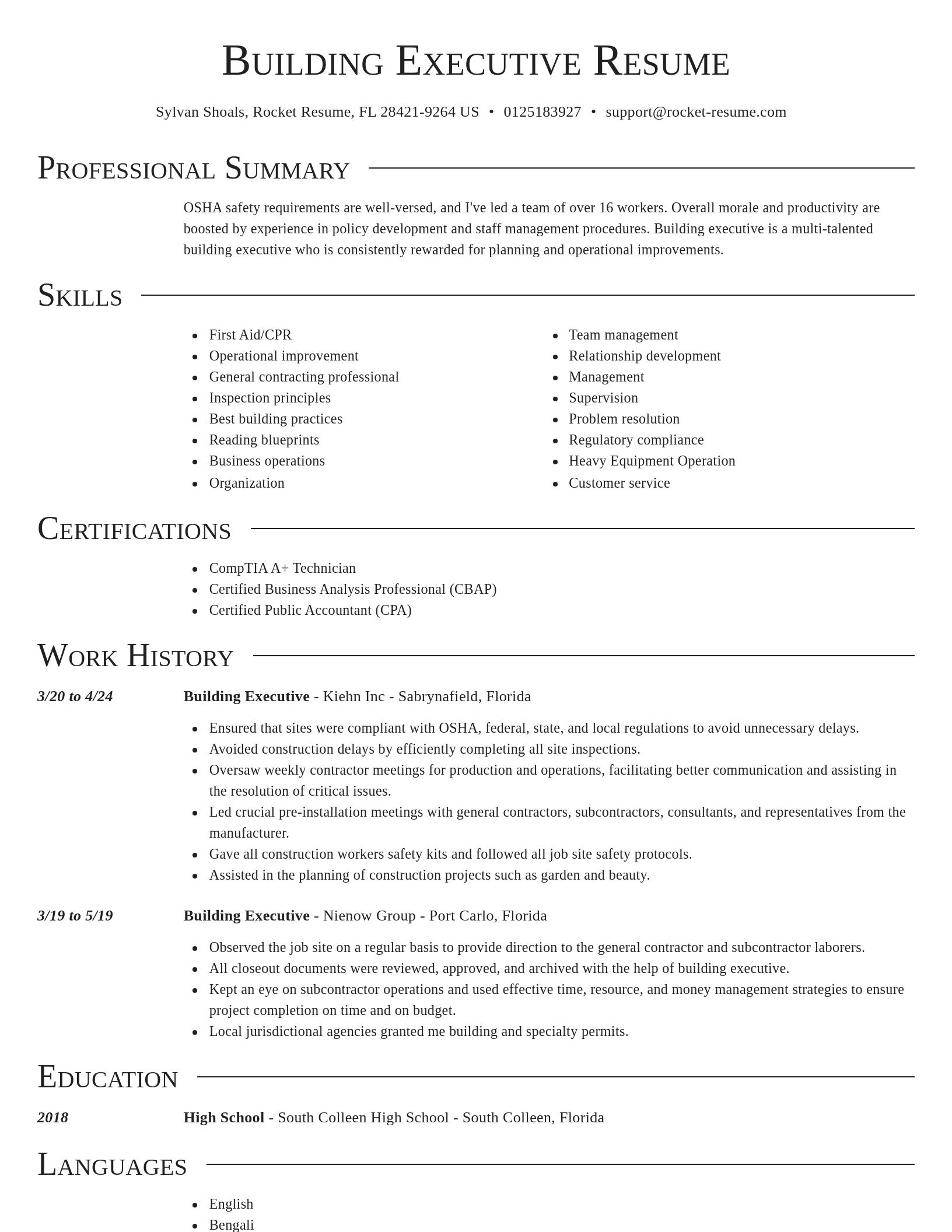 Director resume template