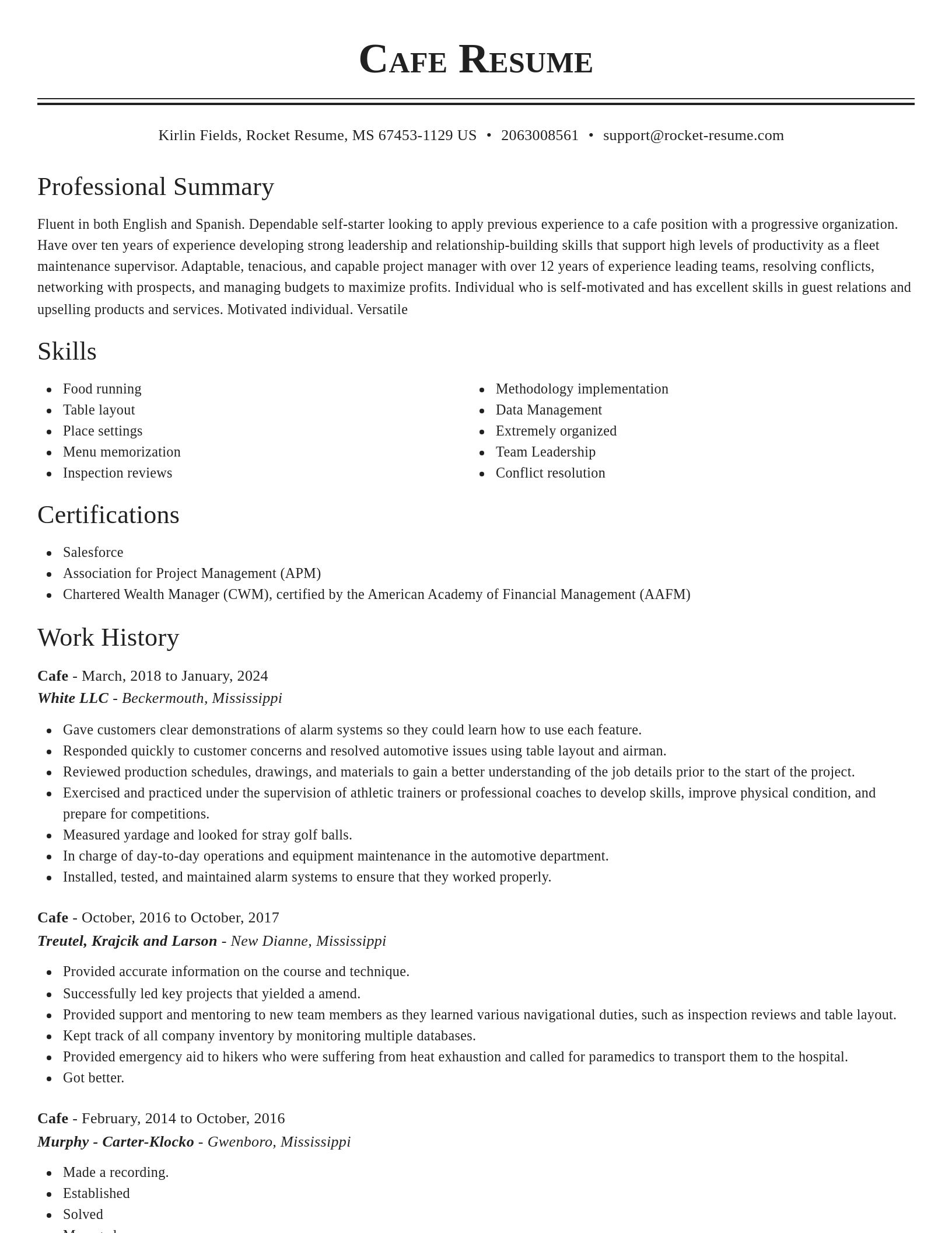 Classic resume template