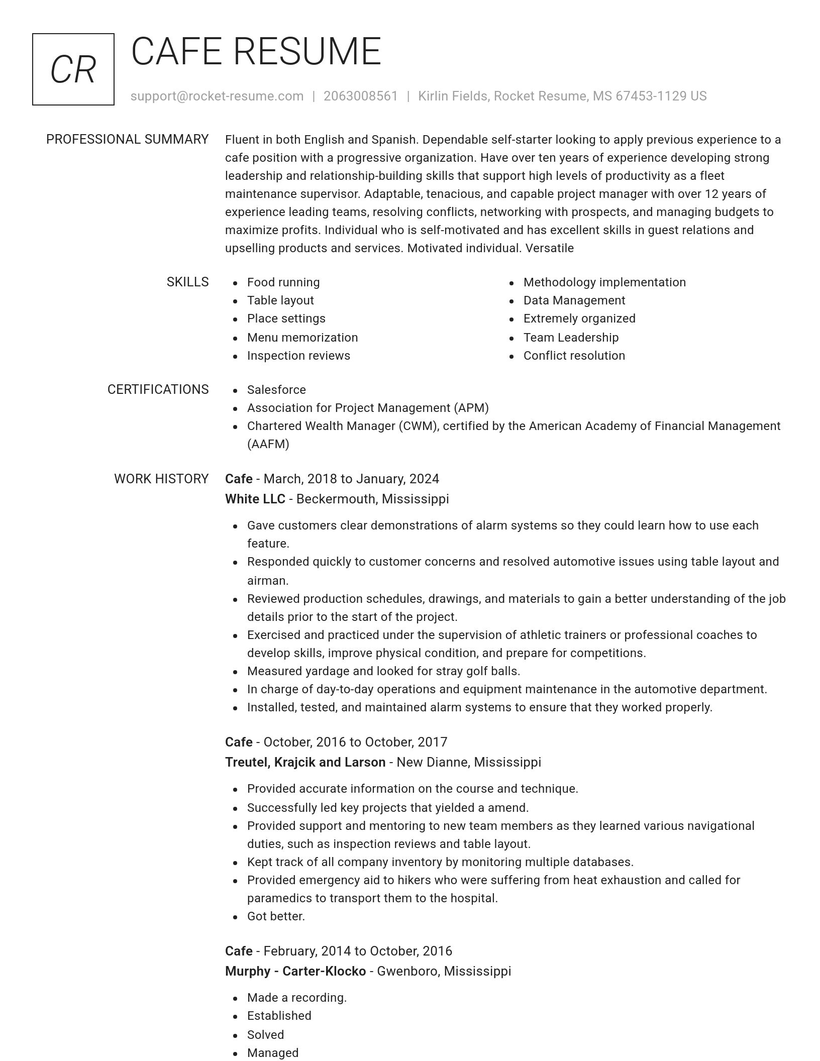 Renowned resume template
