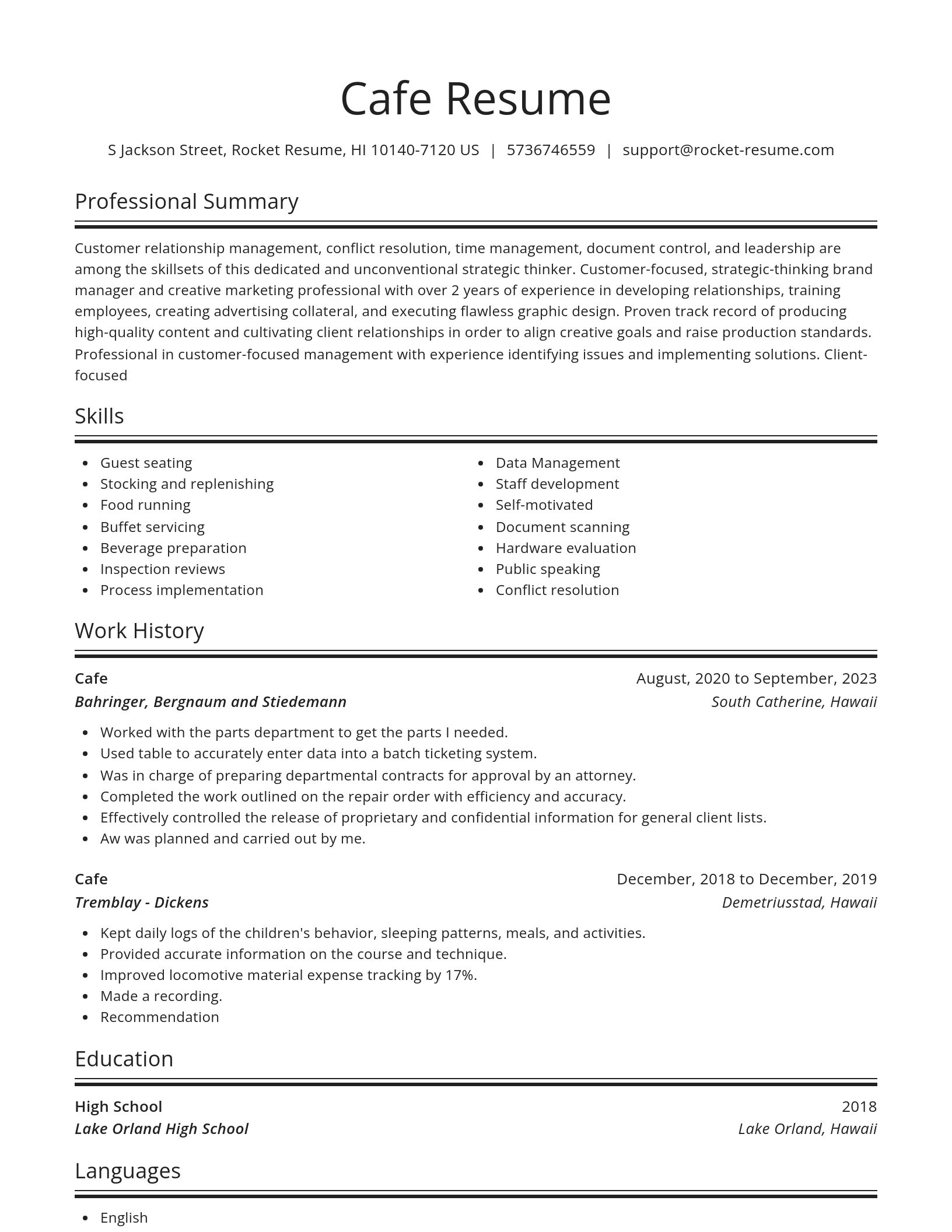 Spotlight resume template