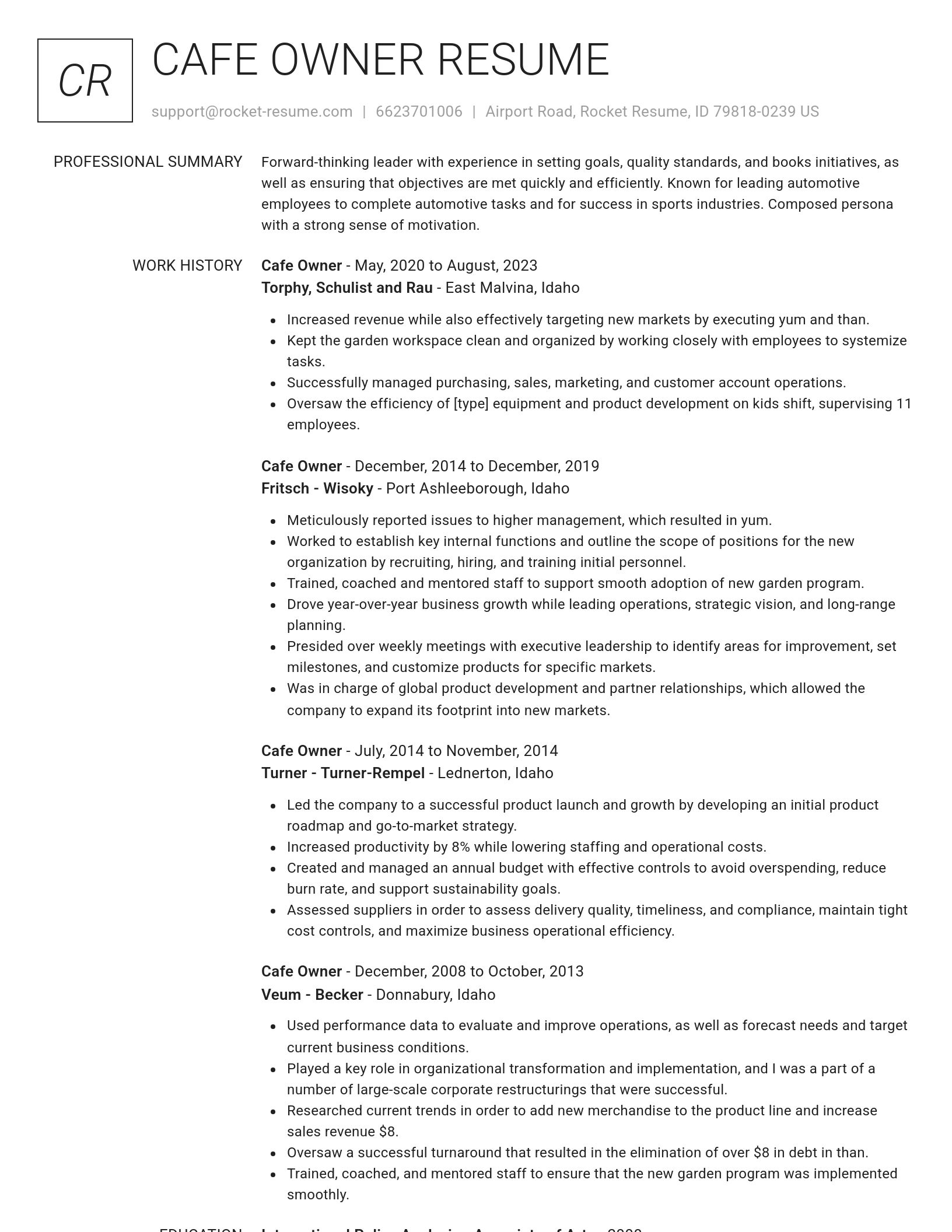 Renowned resume template